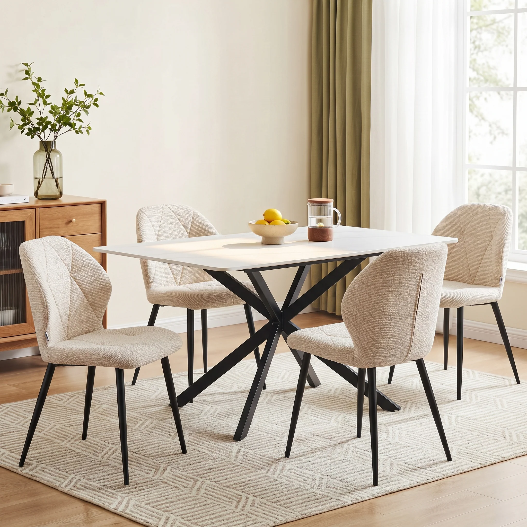 Nori Fabric Dining Chair - Set Of 4 - Beige - Image 3