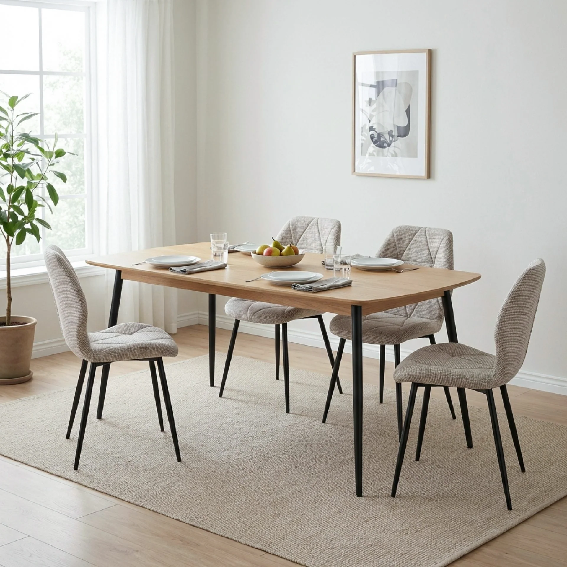 Nori Fabric Dining Chair - Set Of 4 - Light Brown - Image 6