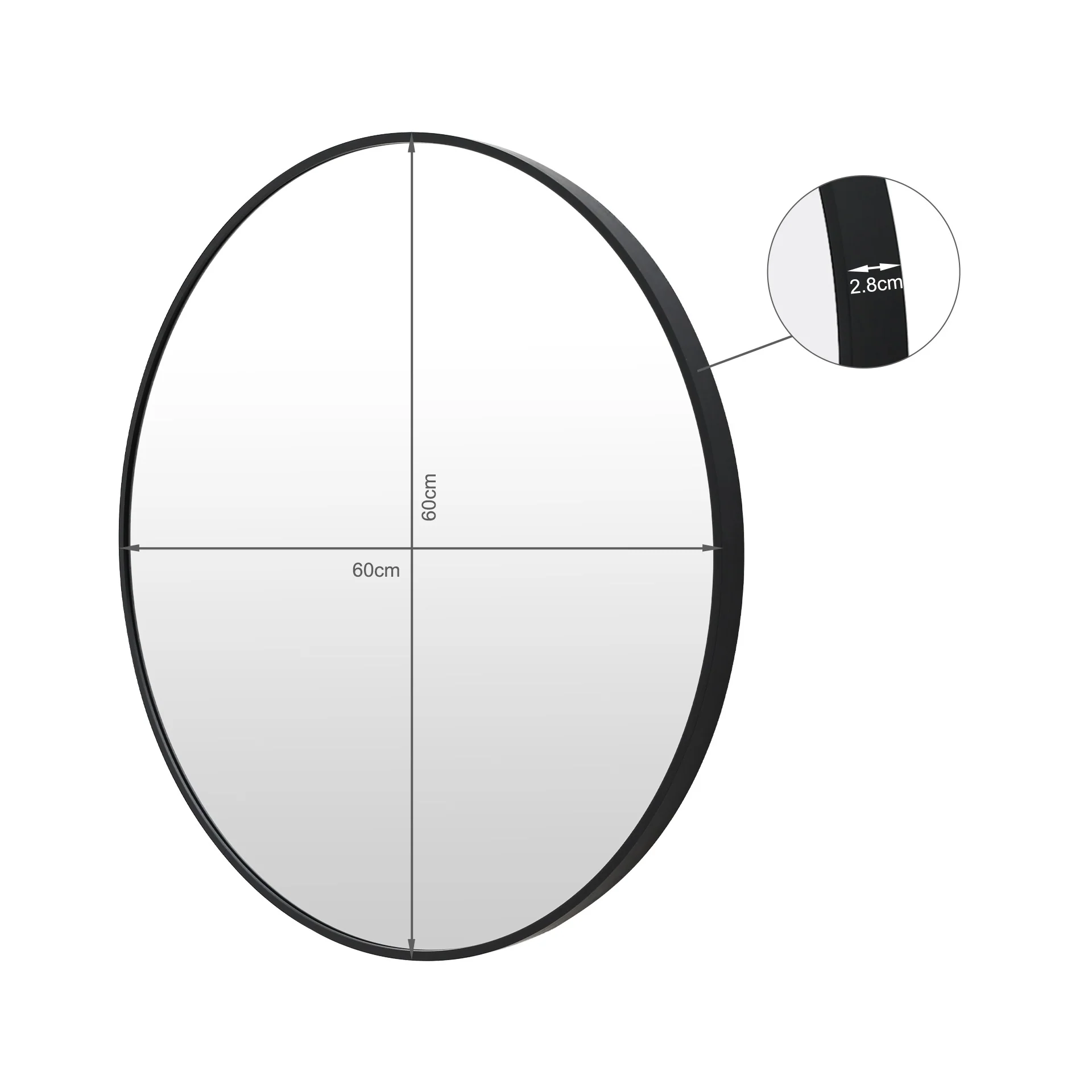 Nova Round Metal Framed Wall Mirror 60cm - Black - Image 14