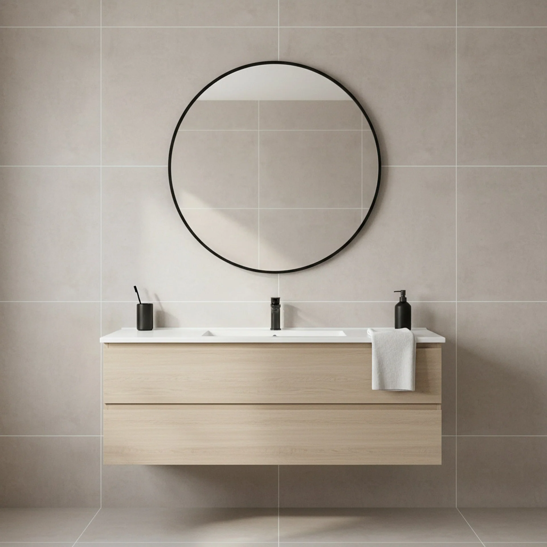 Nova Round Metal Framed Wall Mirror 60cm - Black - Image 3