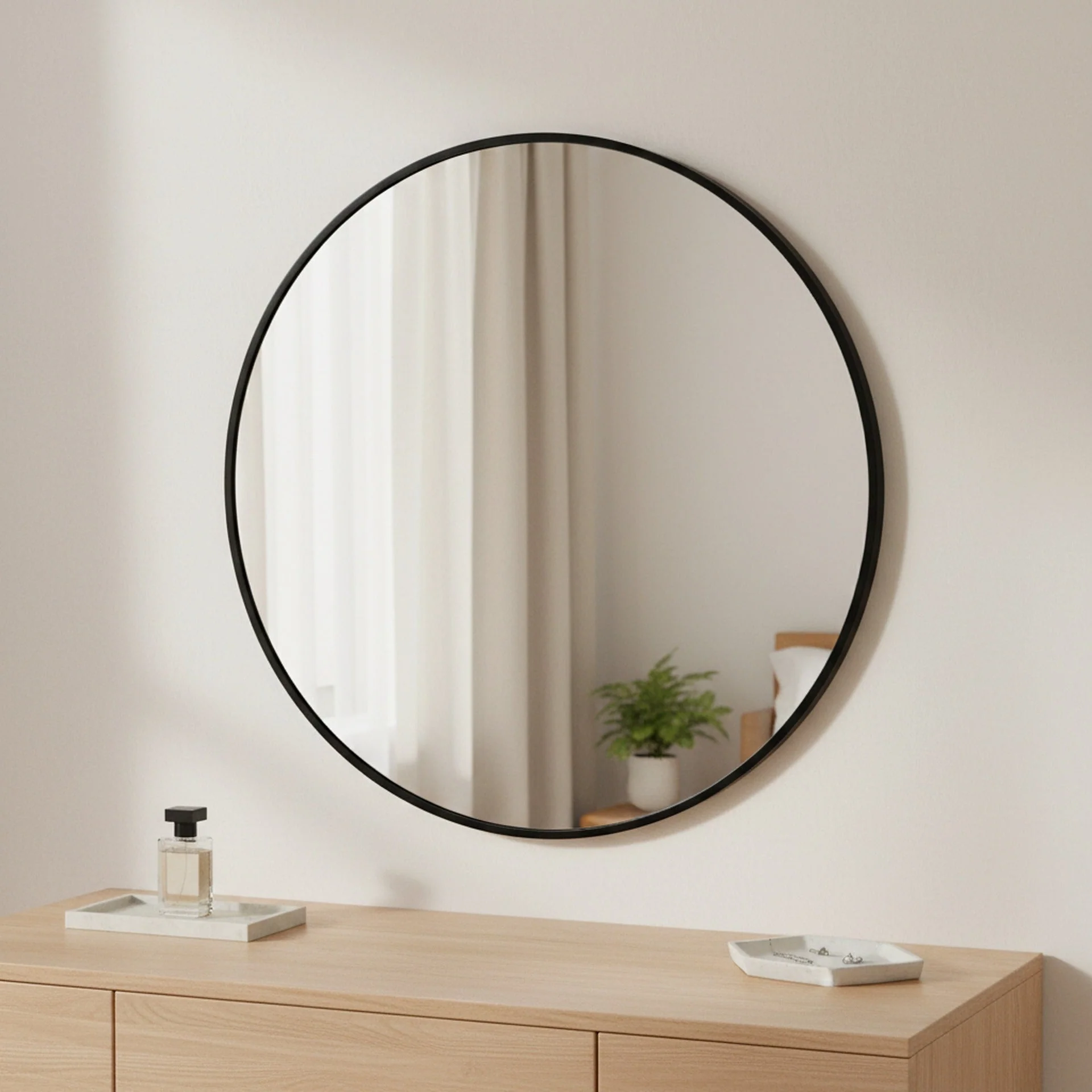 Nova Round Metal Framed Wall Mirror 60cm - Black - Image 5