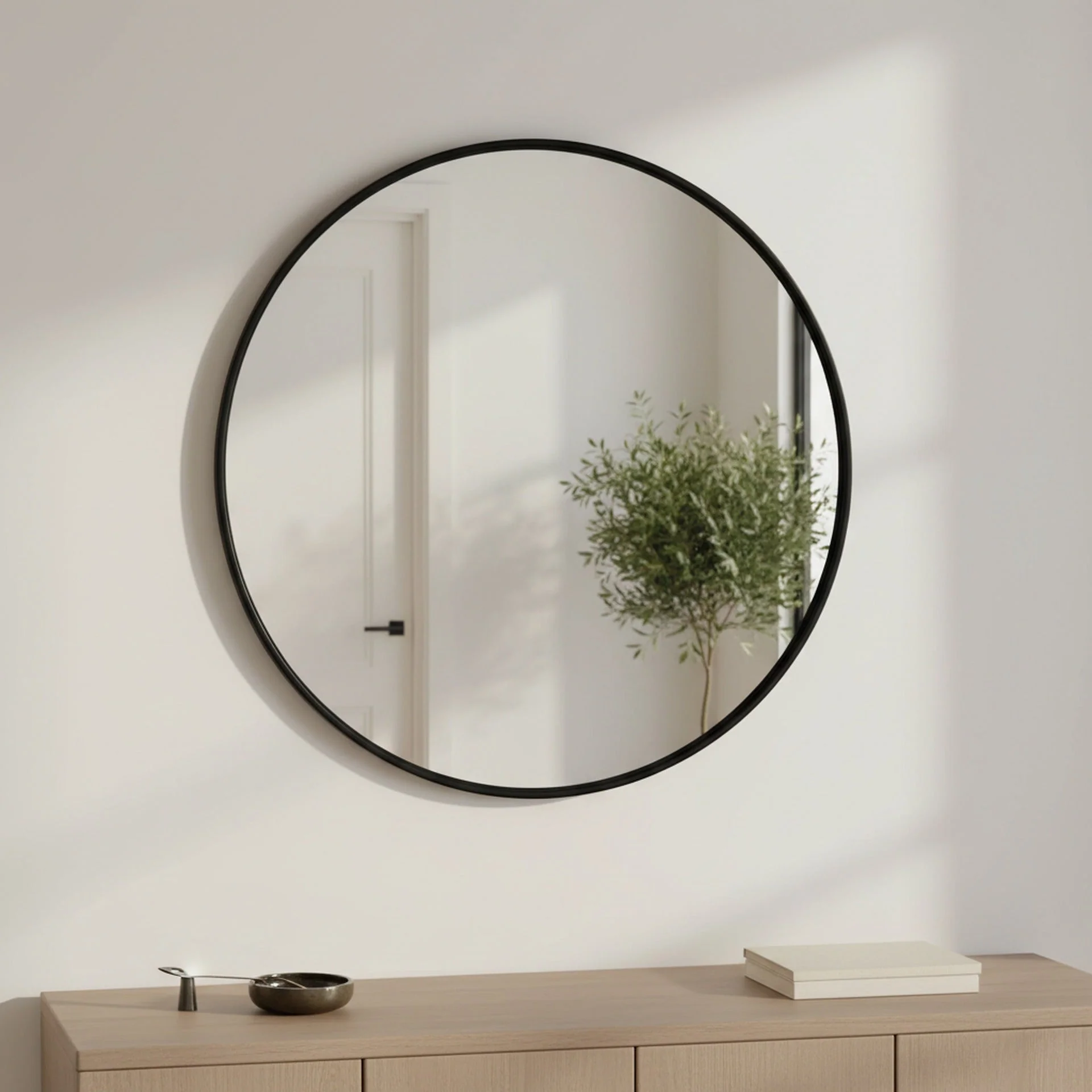 Nova Round Metal Framed Wall Mirror 90cm - Black - Image 10