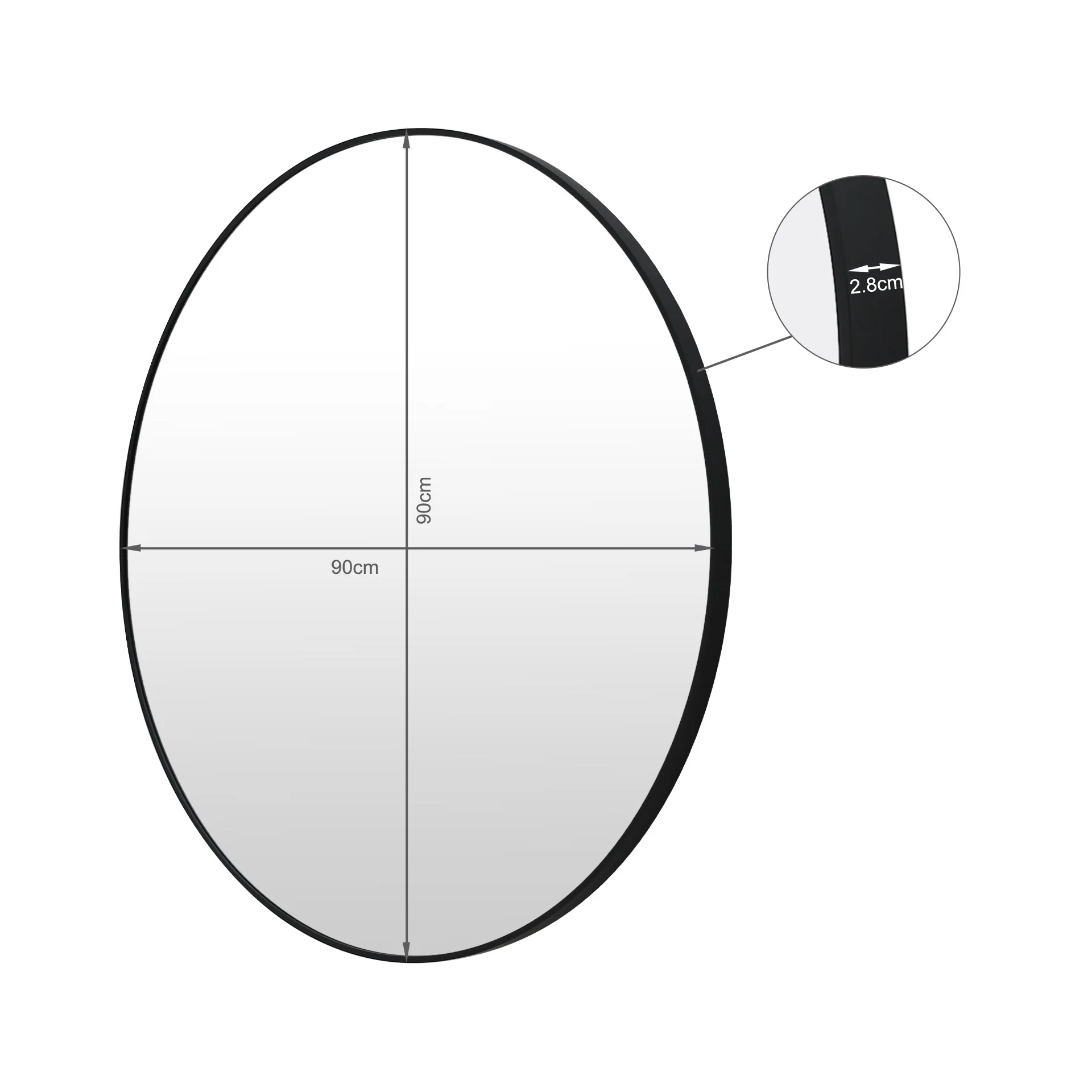 Nova Round Metal Framed Wall Mirror 90cm - Black - Image 15