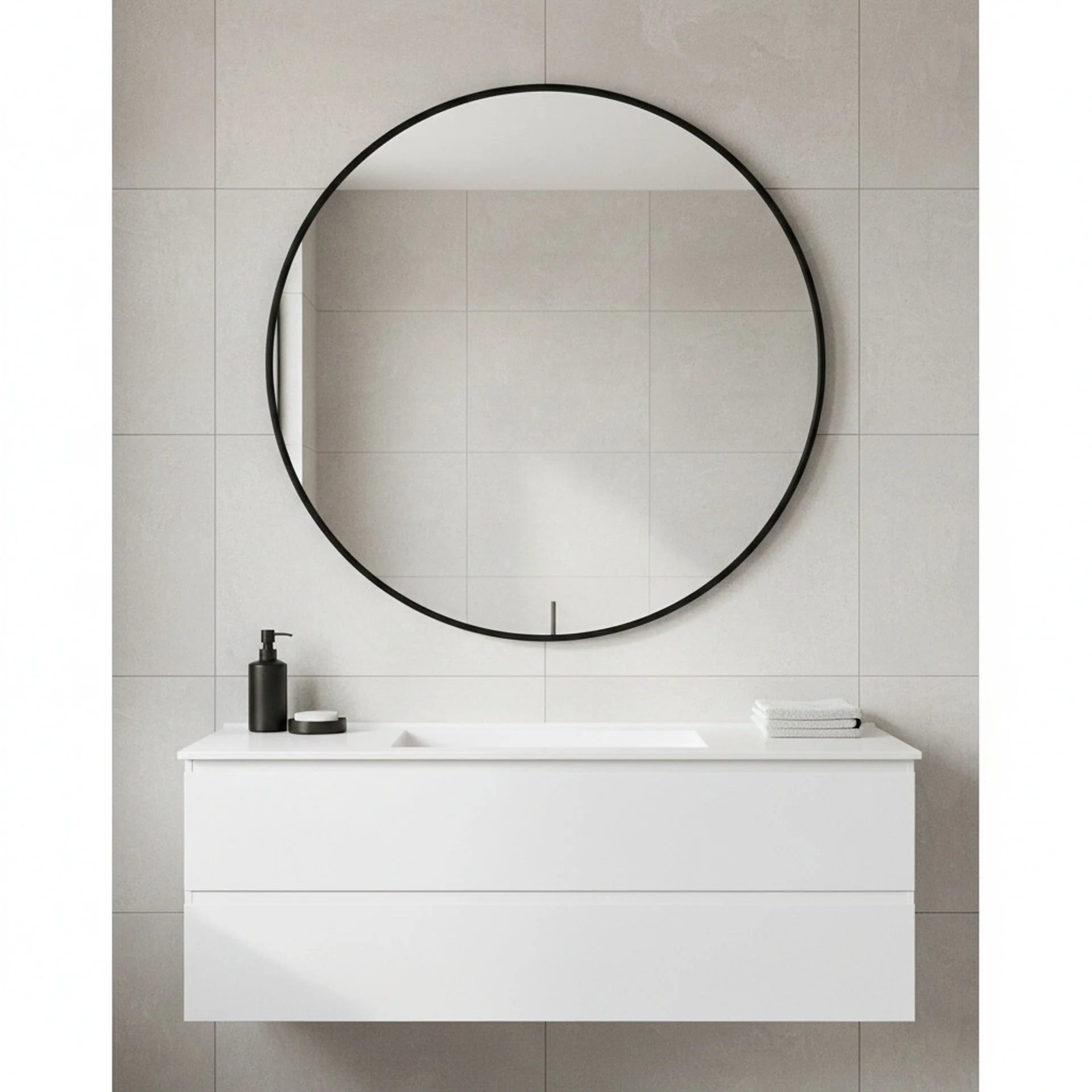 Nova Round Metal Framed Wall Mirror 90cm - Black - Image 3