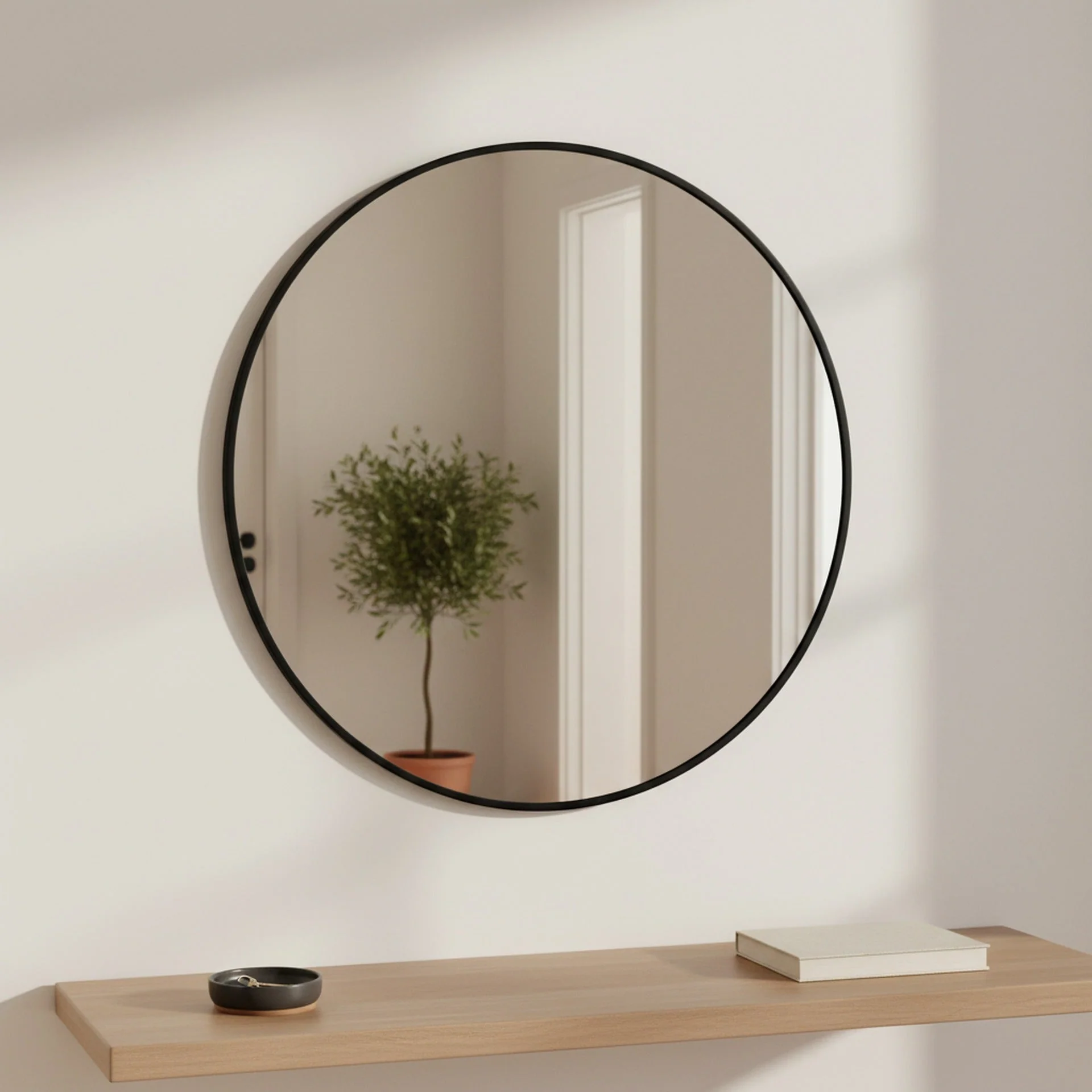 Nova Round Metal Framed Wall Mirror 90cm - Black - Image 7