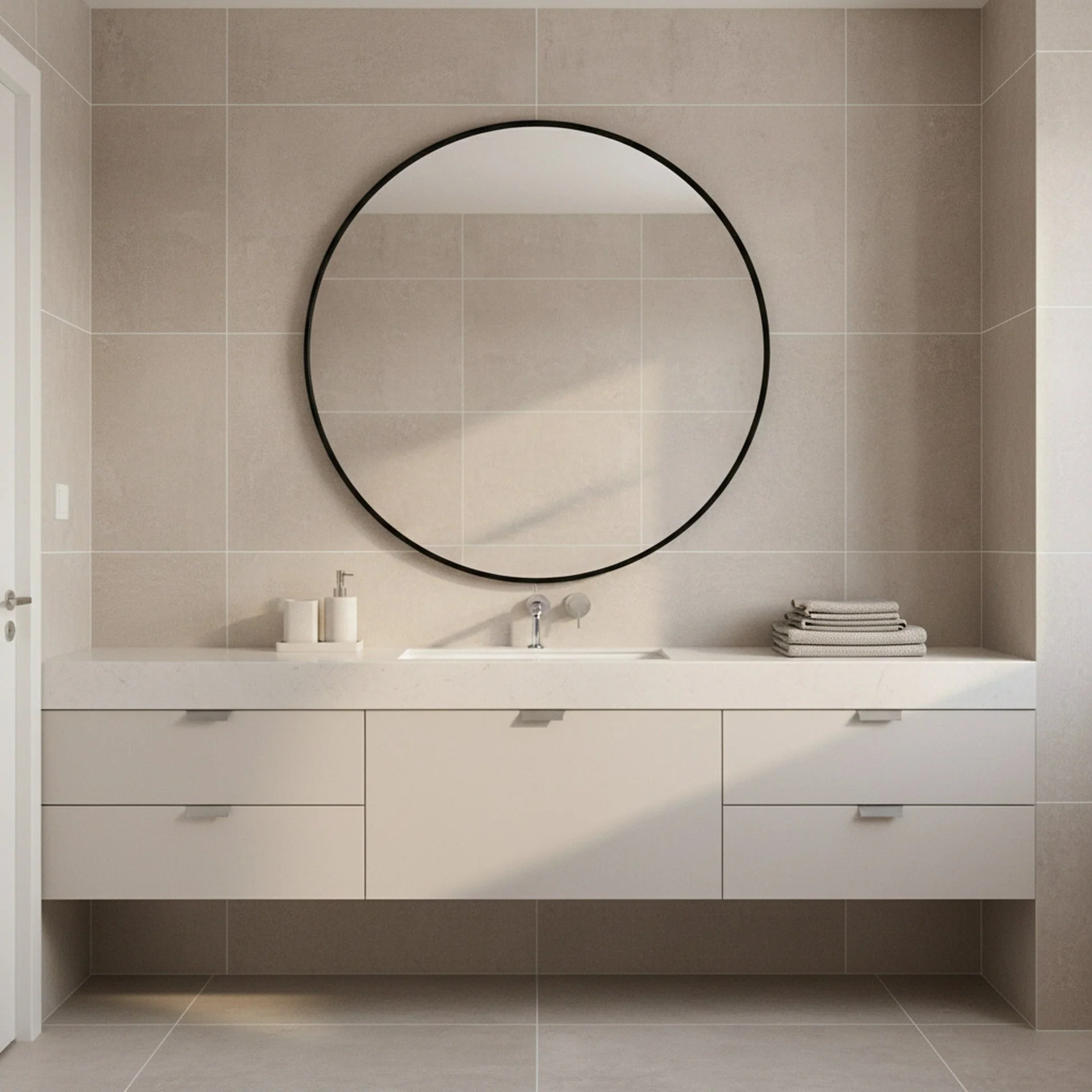 Nova Round Metal Framed Wall Mirror 90cm - Black - Image 9