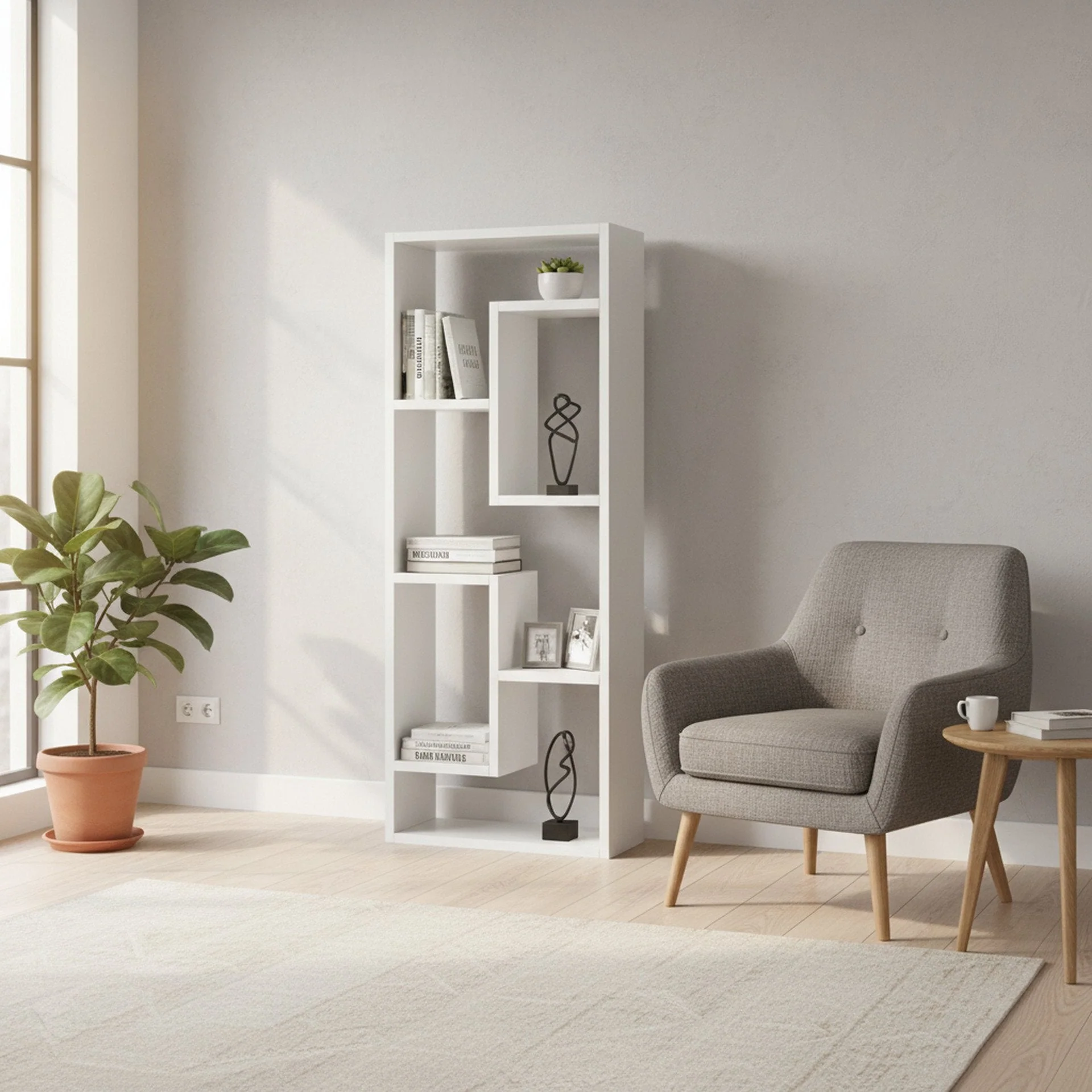 Nyasa Bookshelf Display Shelf - White