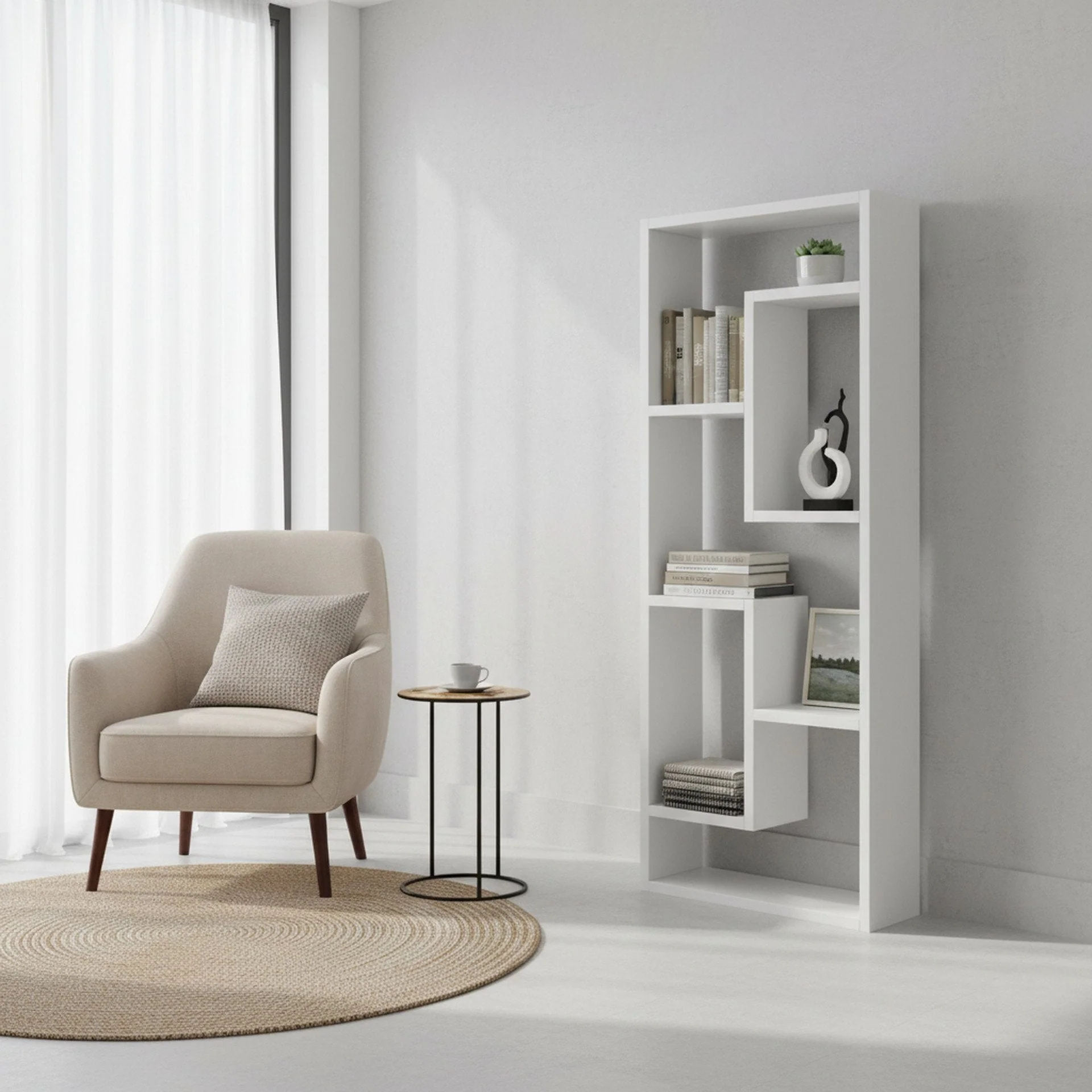 Nyasa Bookshelf Display Shelf - White - Image 7