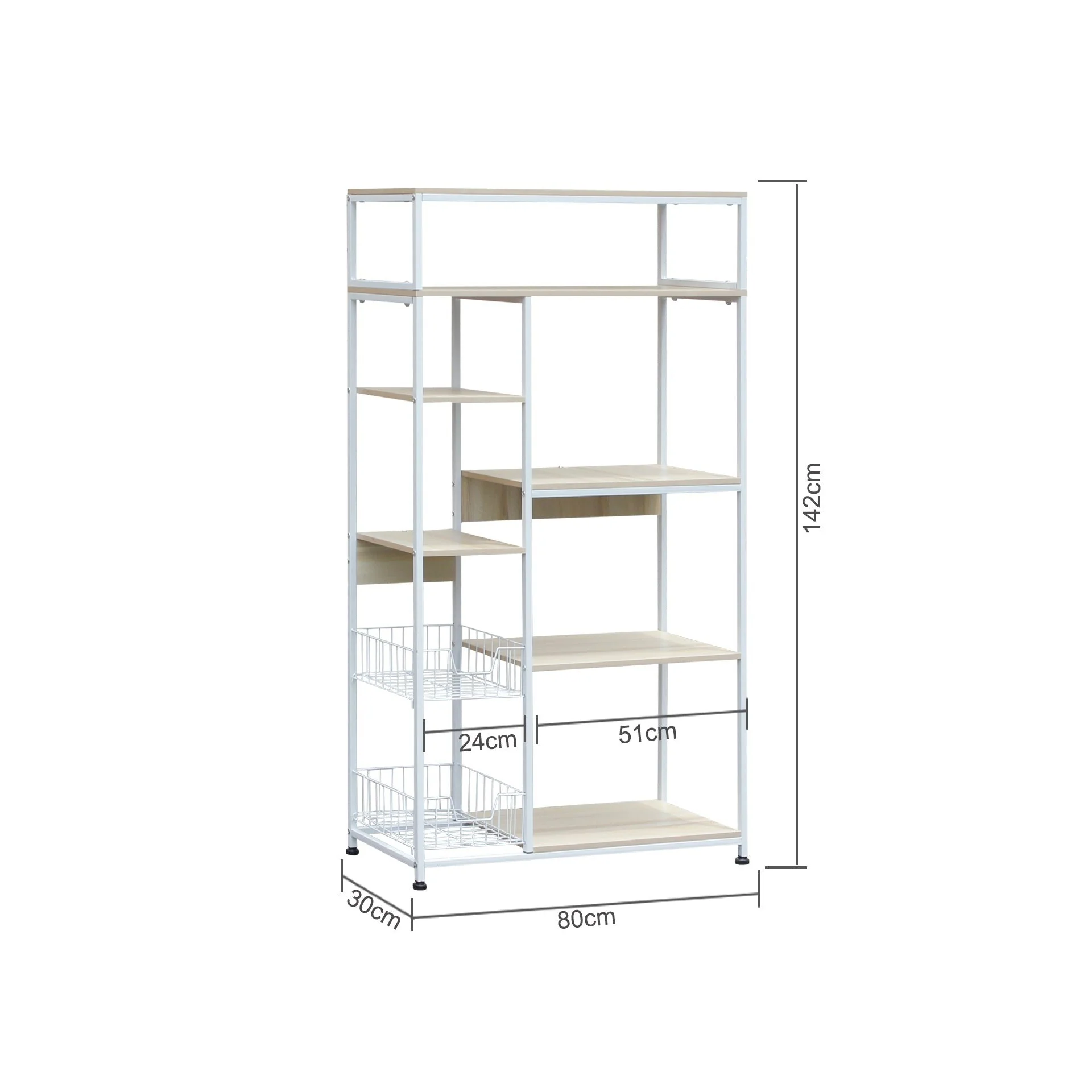 Nyos Kitchen Storage Shelf Microwave Stand with Baskets - Image 9