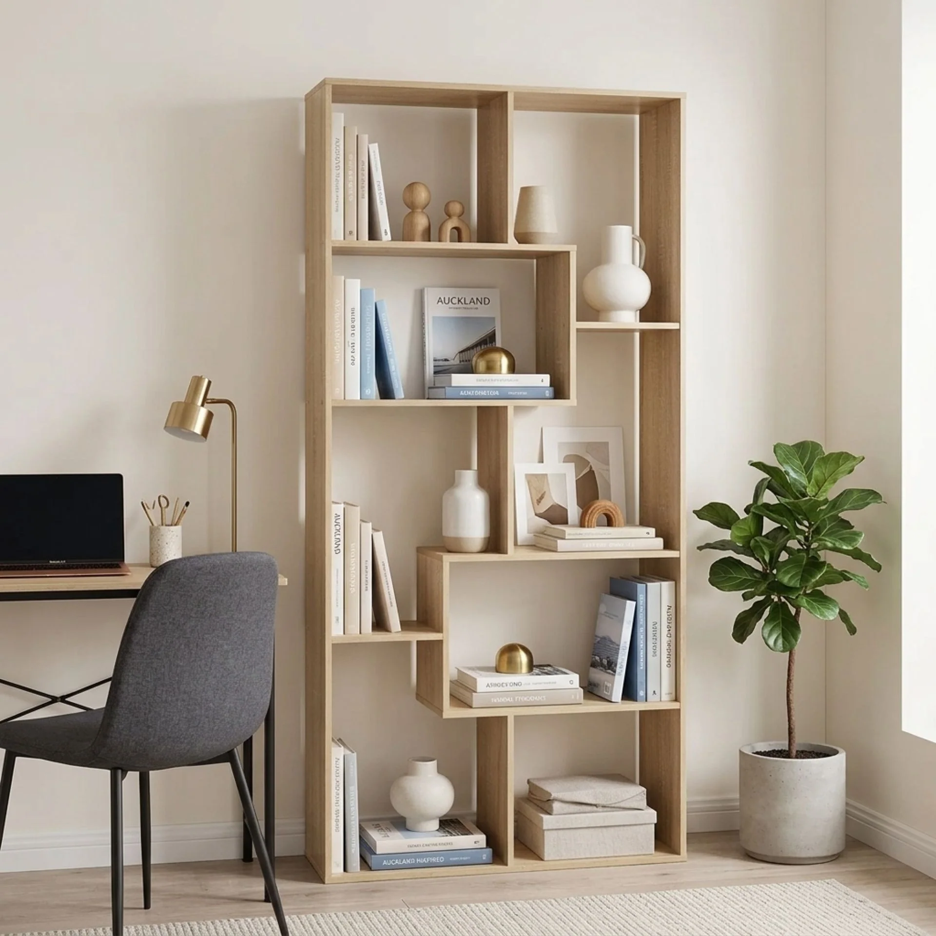Oakon Bookshelf Display Shelf - Oak - Image 2