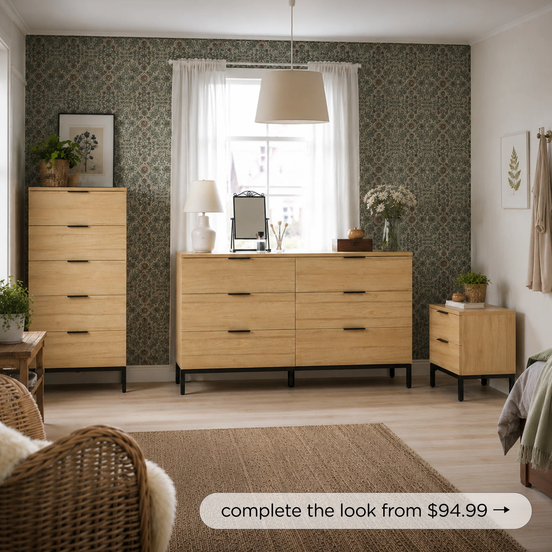 Ocala Low Boy 6 Drawer Chest Dresser - Oak - Image 5