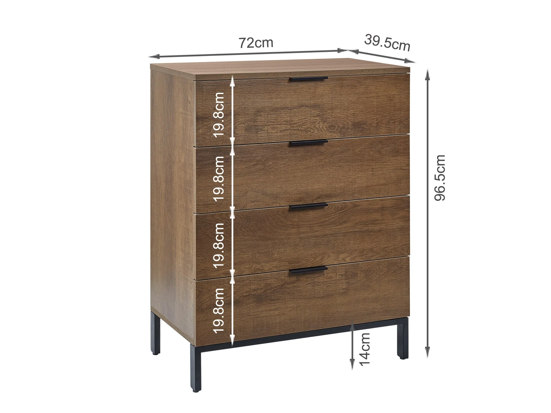 OCALA Tallboy 4 Drawer Chest Dresser - WALNUT - Image 14