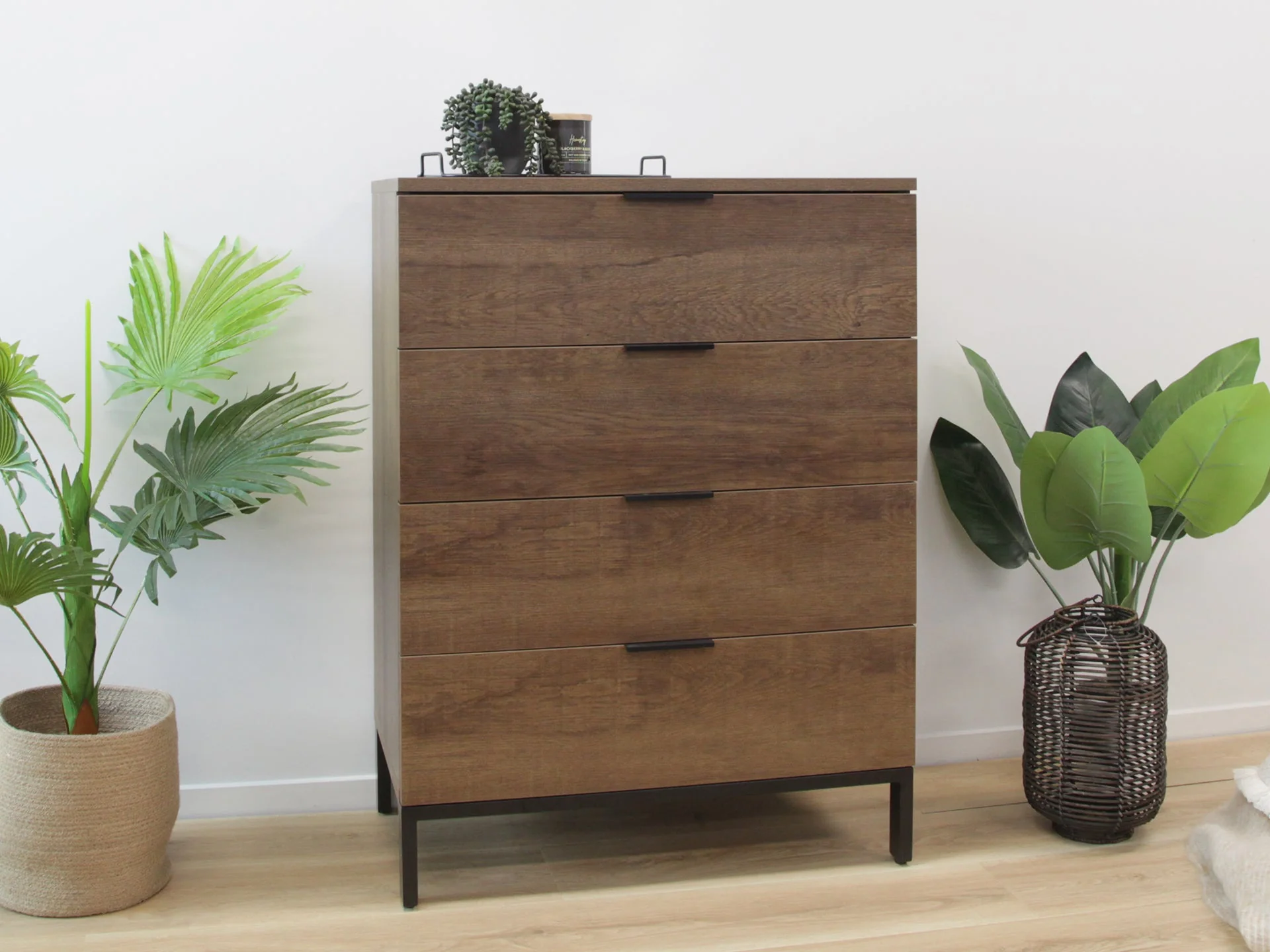 OCALA Tallboy 4 Drawer Chest Dresser - WALNUT - Image 2