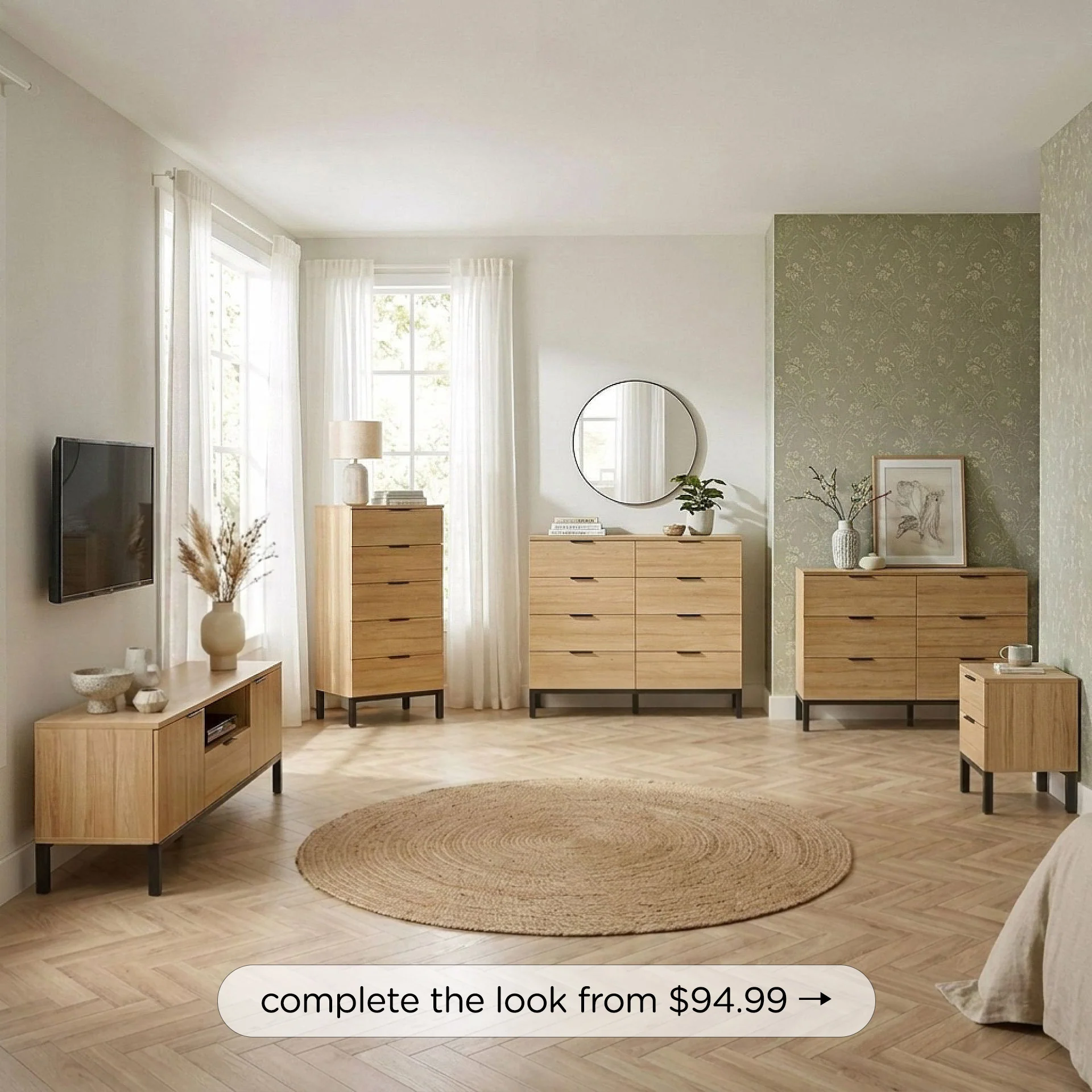 Ocala Tallboy 5 Drawer Chest Dresser - Oak - Image 5