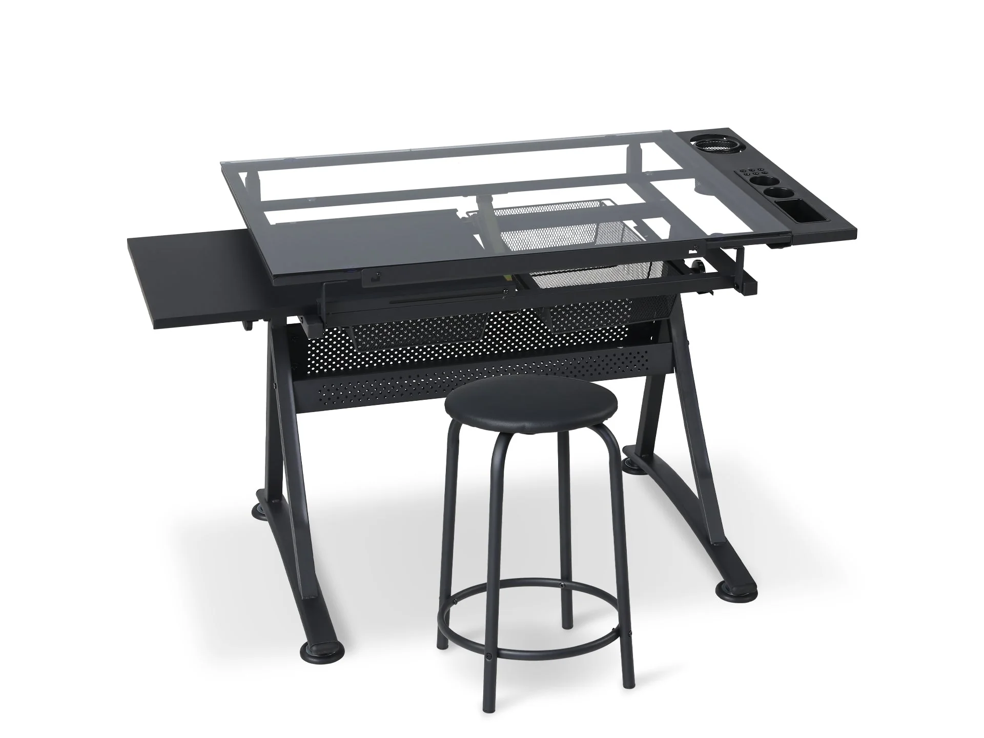 Oliver Height Adjustable Drafting Table with Stool - Black - Image 2