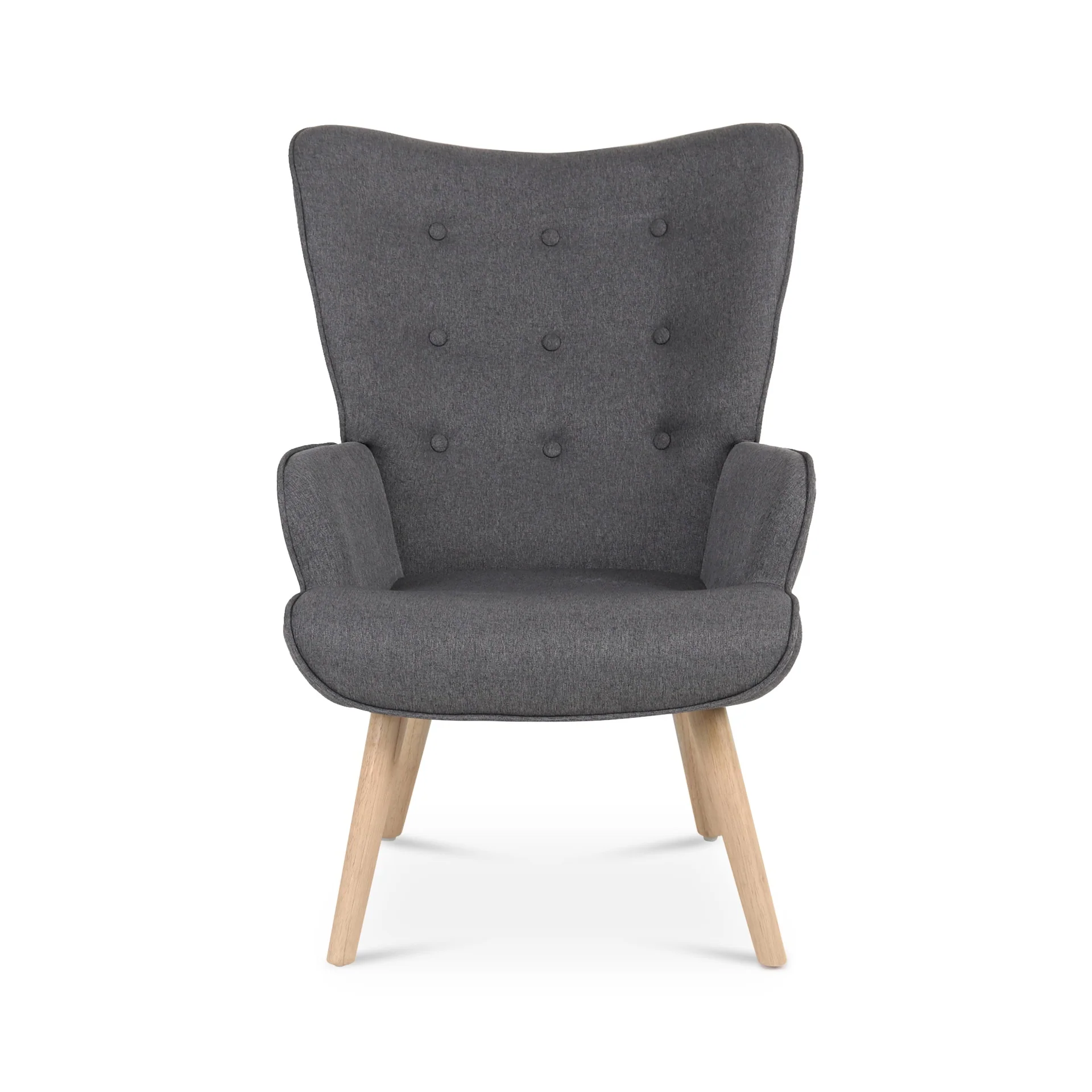 Olivia Linen Armchair with Ottoman - Grey - Image 7