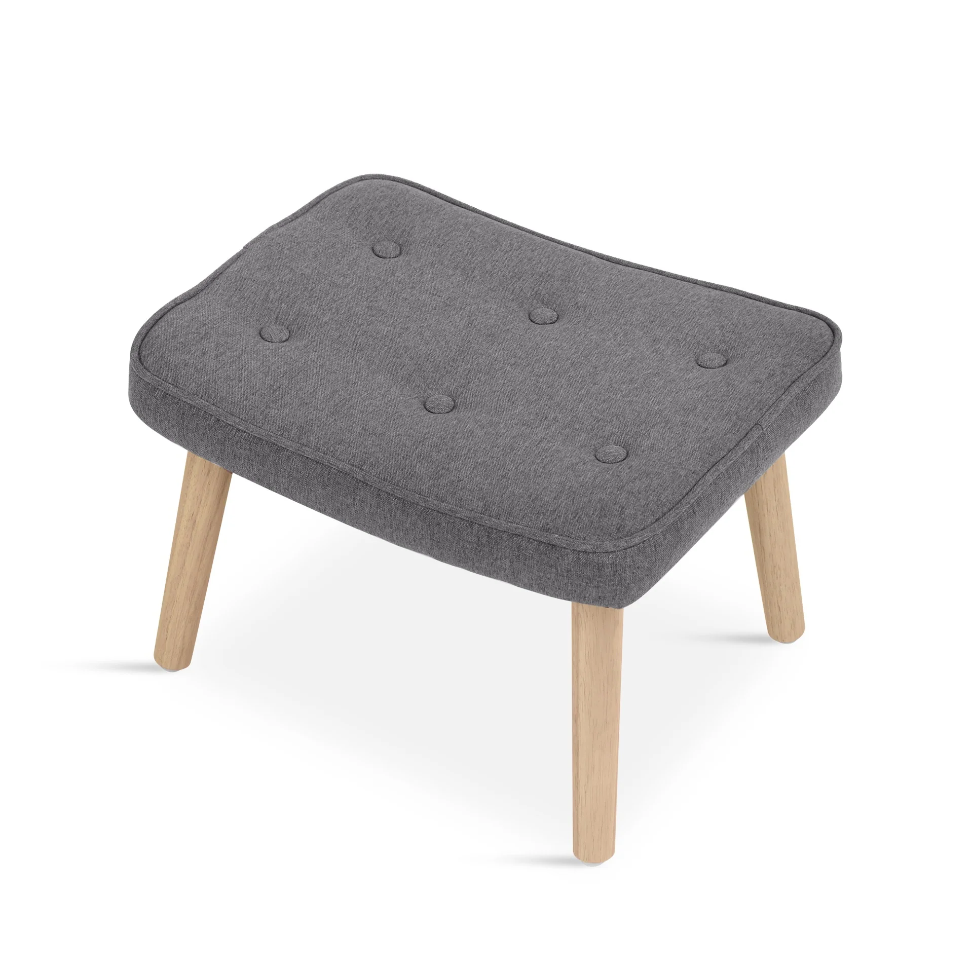 Olivia Linen Armchair with Ottoman - Grey - Image 9
