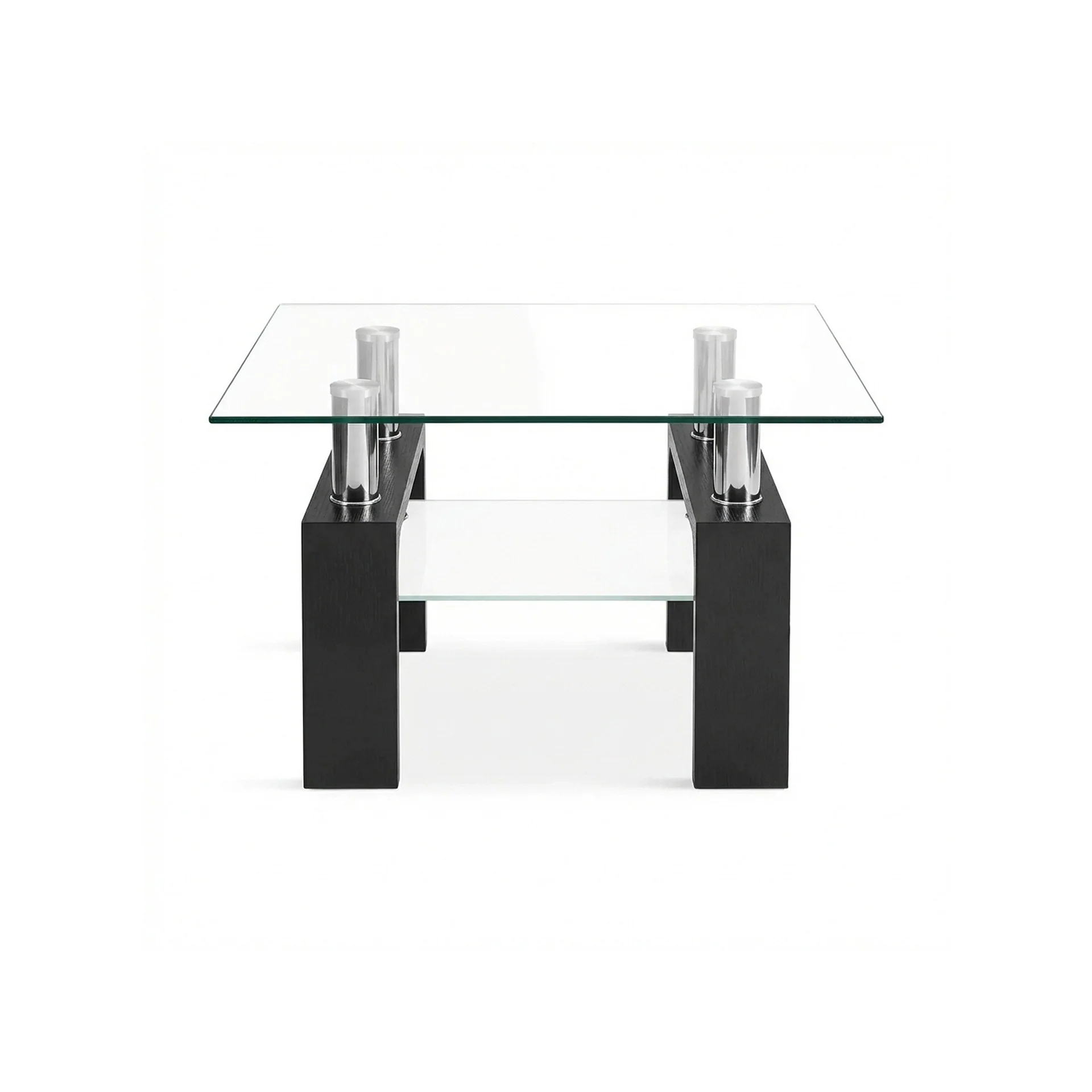 Ollie Tempered Glass Square Side Table 64 x 64cm - Black - Image 9