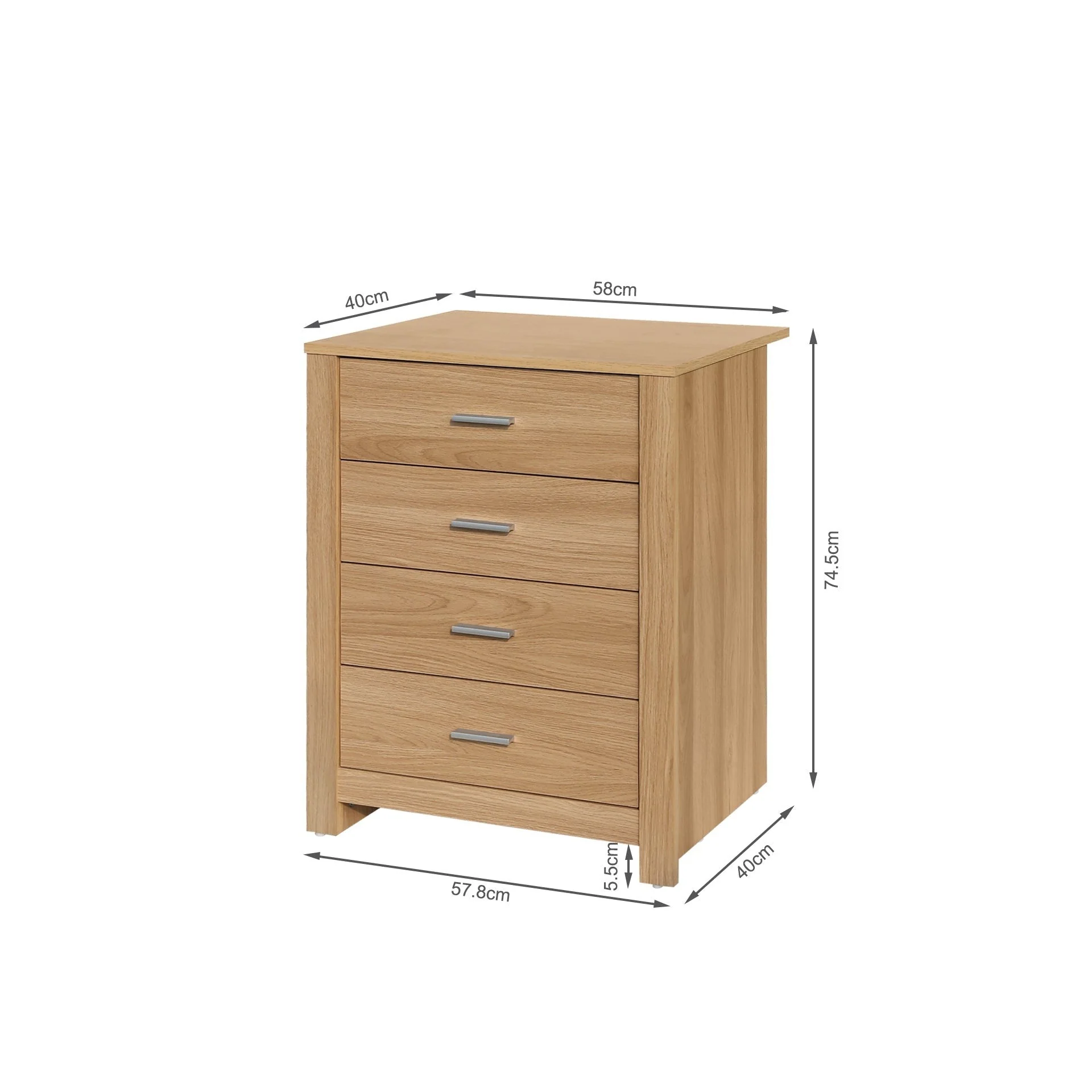 Olsen 4 Drawers Tallboy - Oak - Image 10