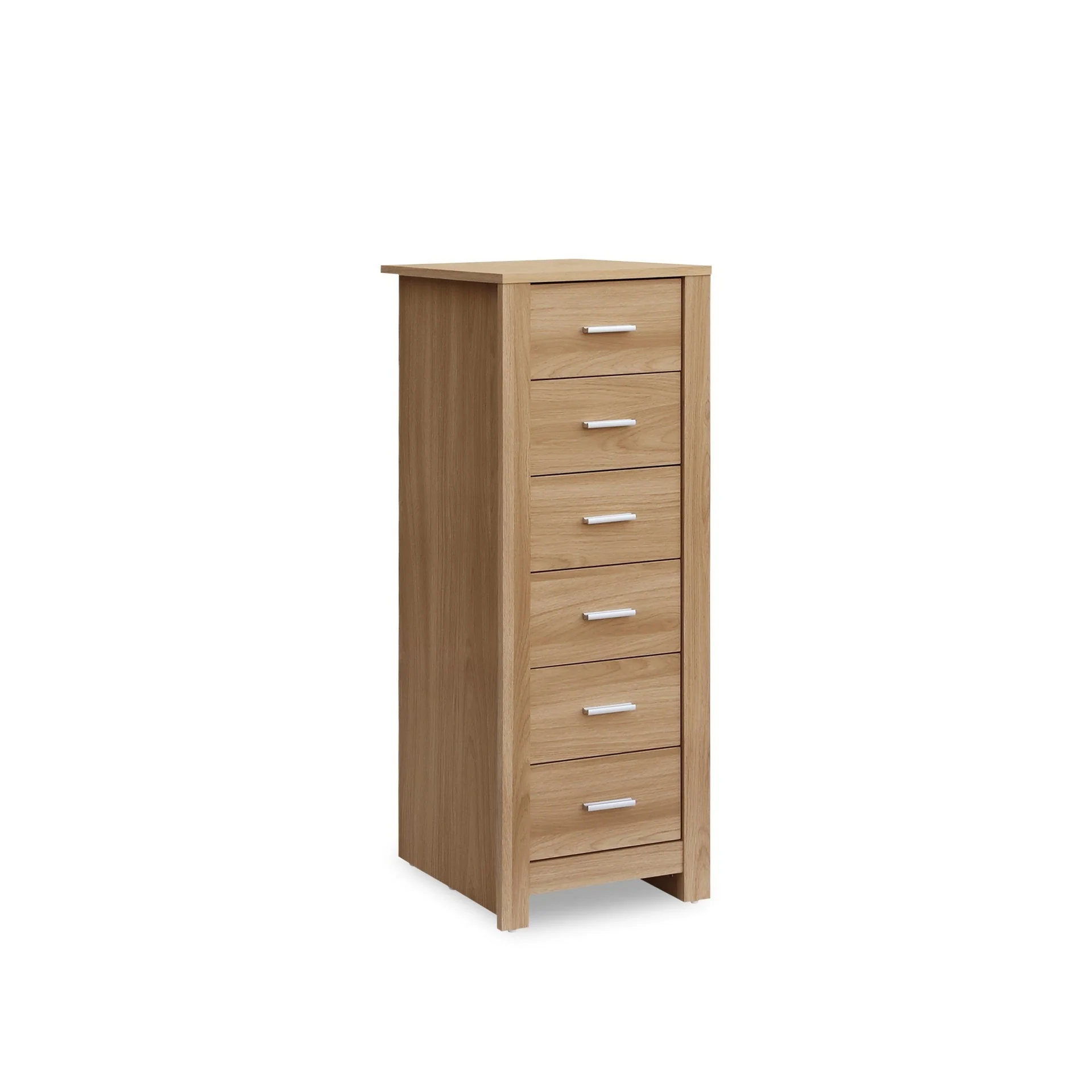 Olsen 6 Drawers Slim Tallboy - Oak - Image 7