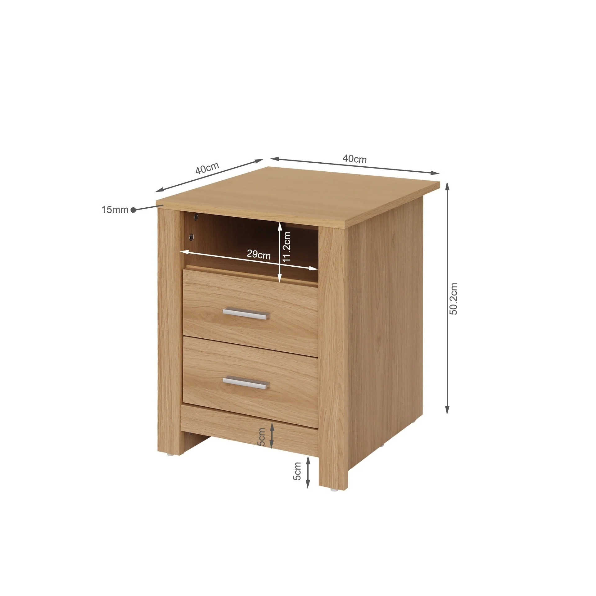 Olsen 2 Drawer Bedside Table - Oak - Image 13