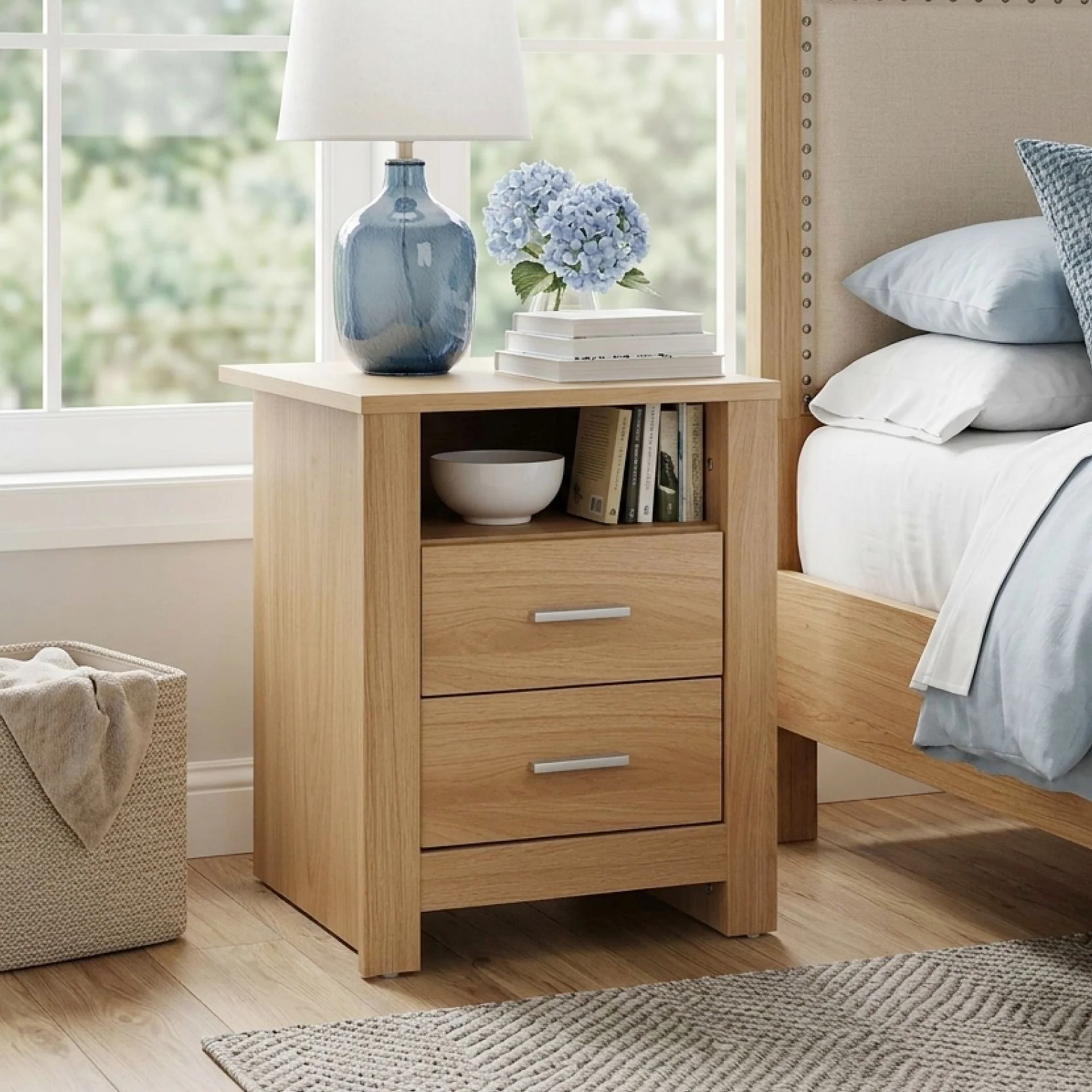 Olsen 2 Drawer Bedside Table - Oak - Image 8