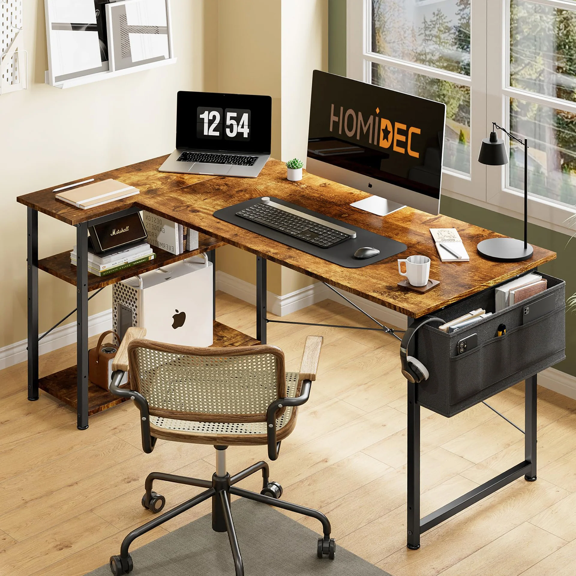 Omar Computer Corner Desk - Rustic Brown