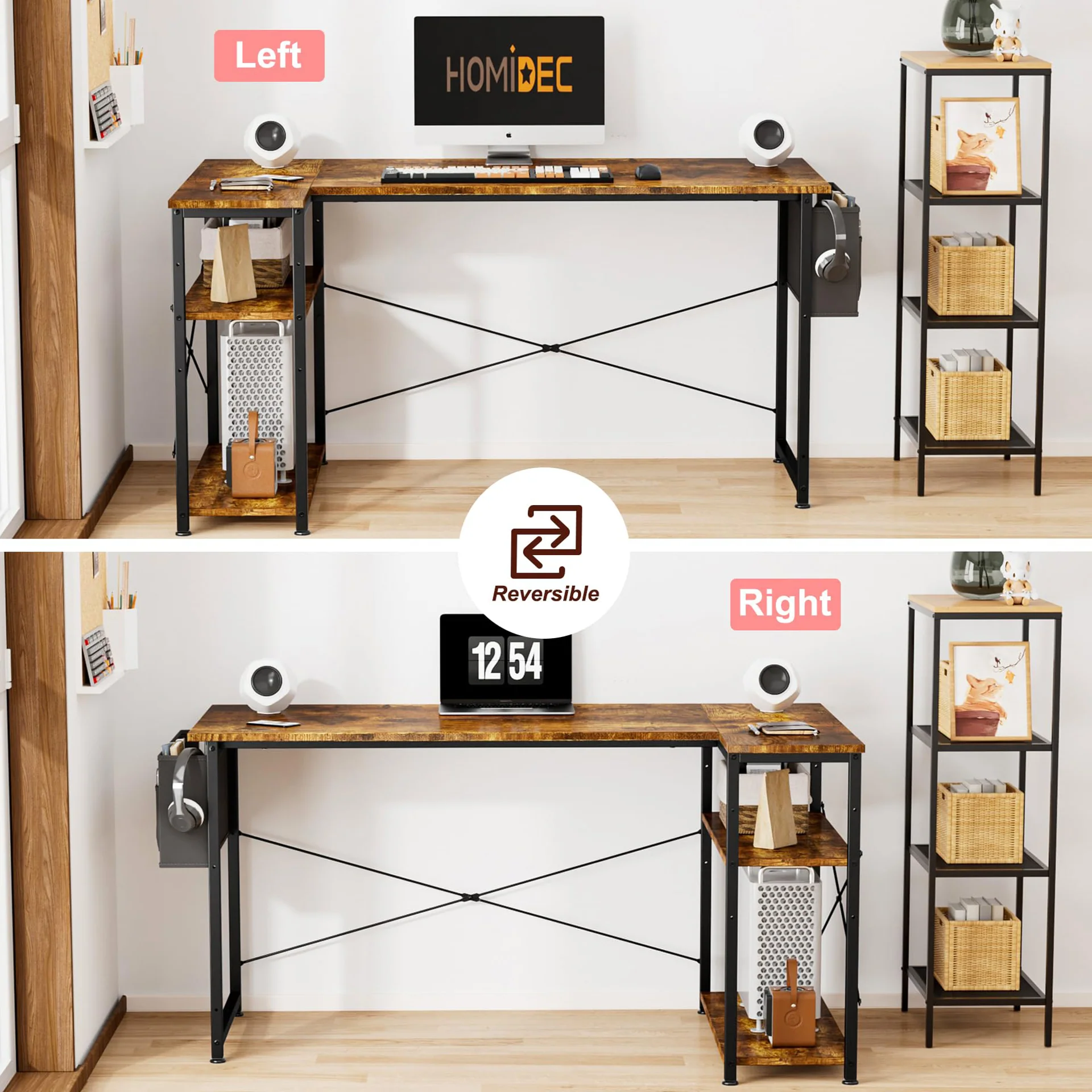 Omar Computer Corner Desk - Rustic Brown - Image 3