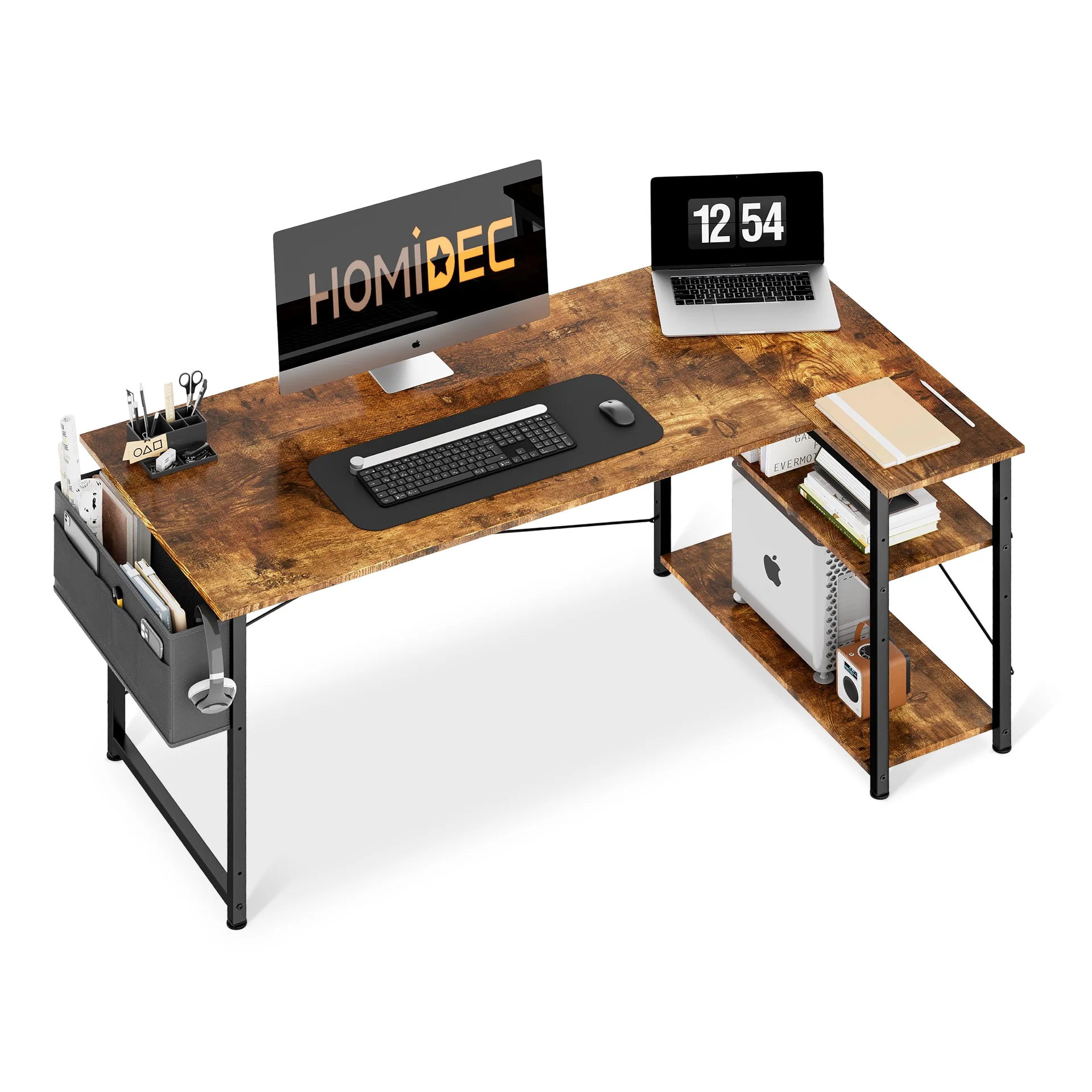 Omar Computer Corner Desk - Rustic Brown - Image 4