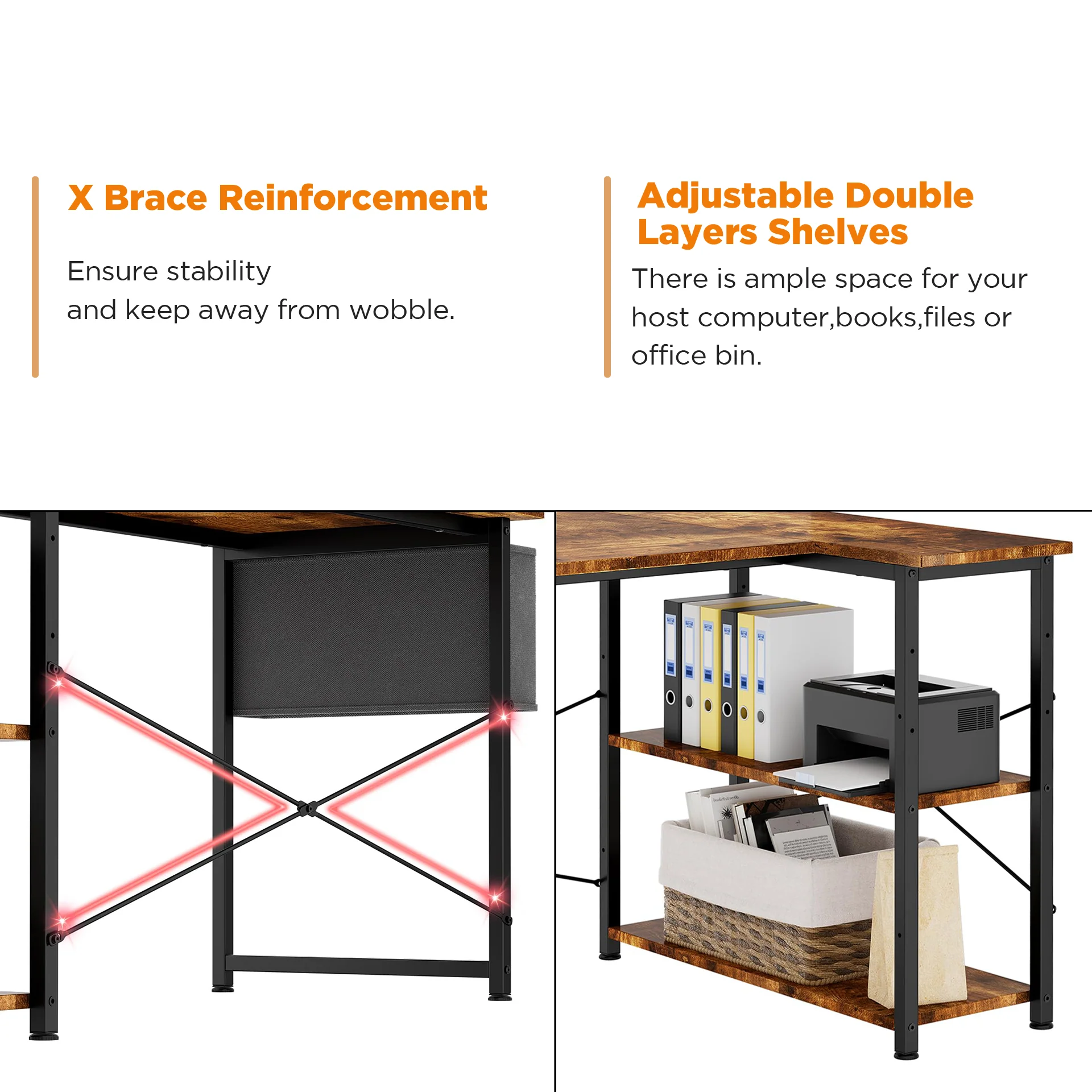 Omar Computer Corner Desk - Rustic Brown - Image 7
