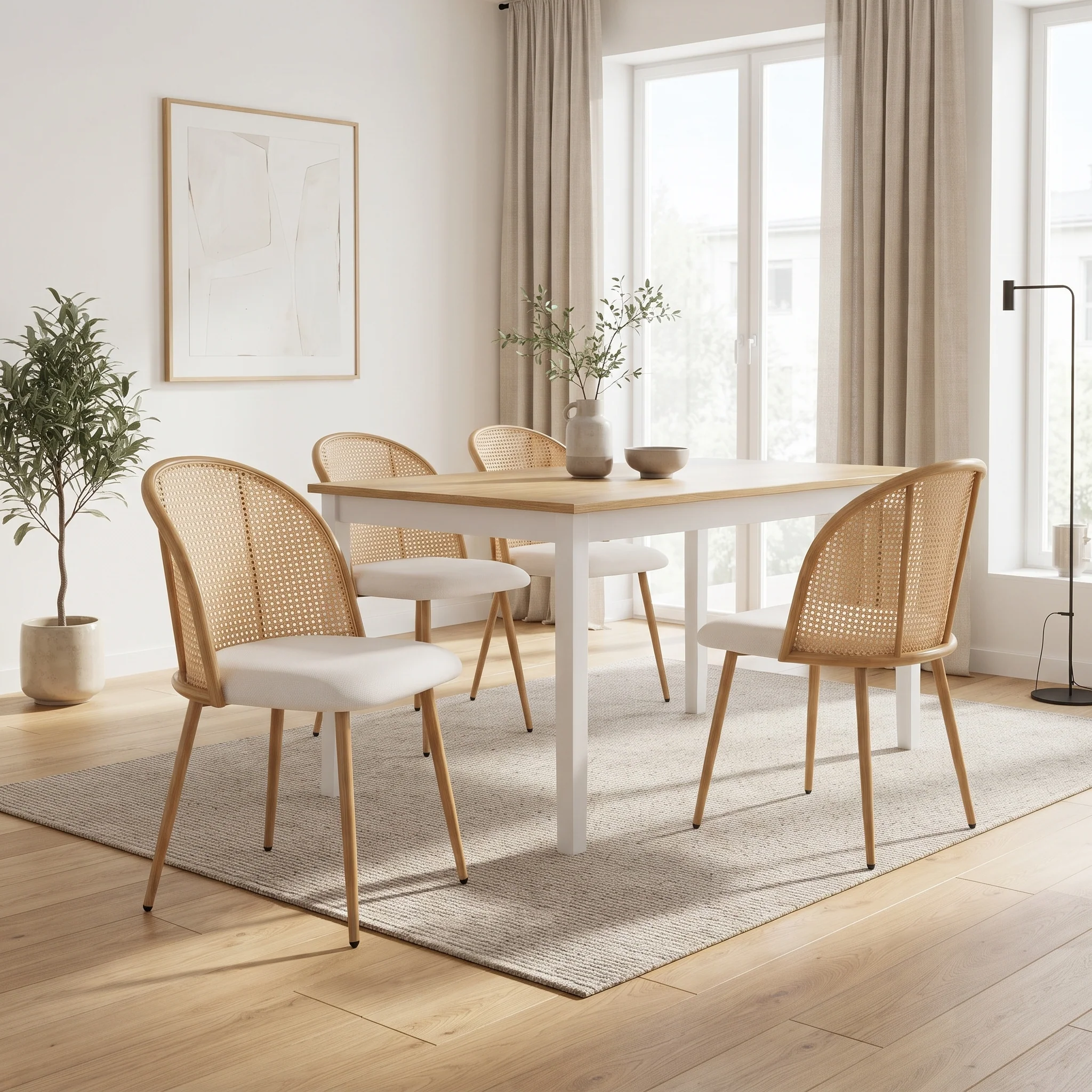 Palm Flannel Dining Chair - Set Of 4 - Beige - Image 2