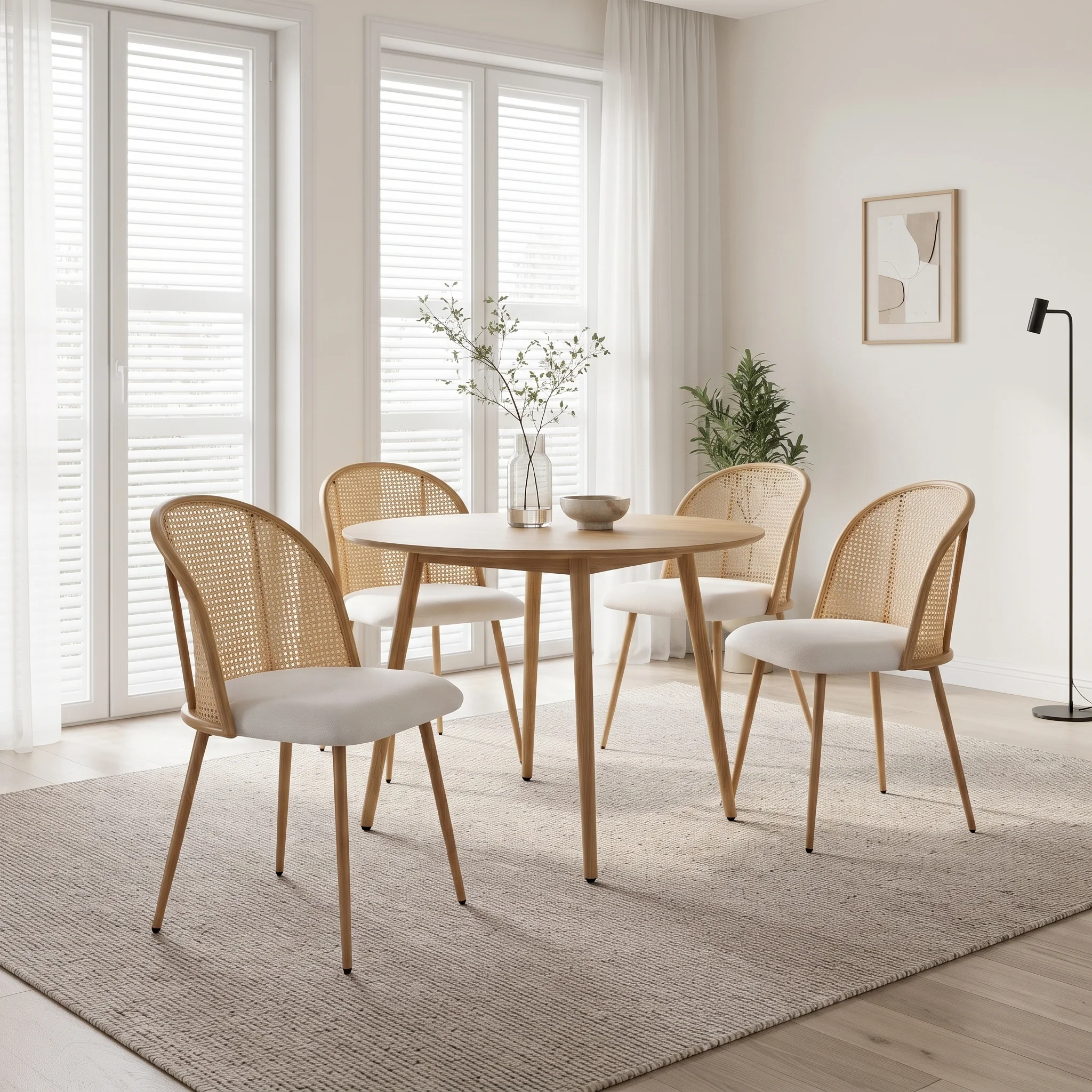 Palm Flannel Dining Chair - Set Of 4 - Beige - Image 3