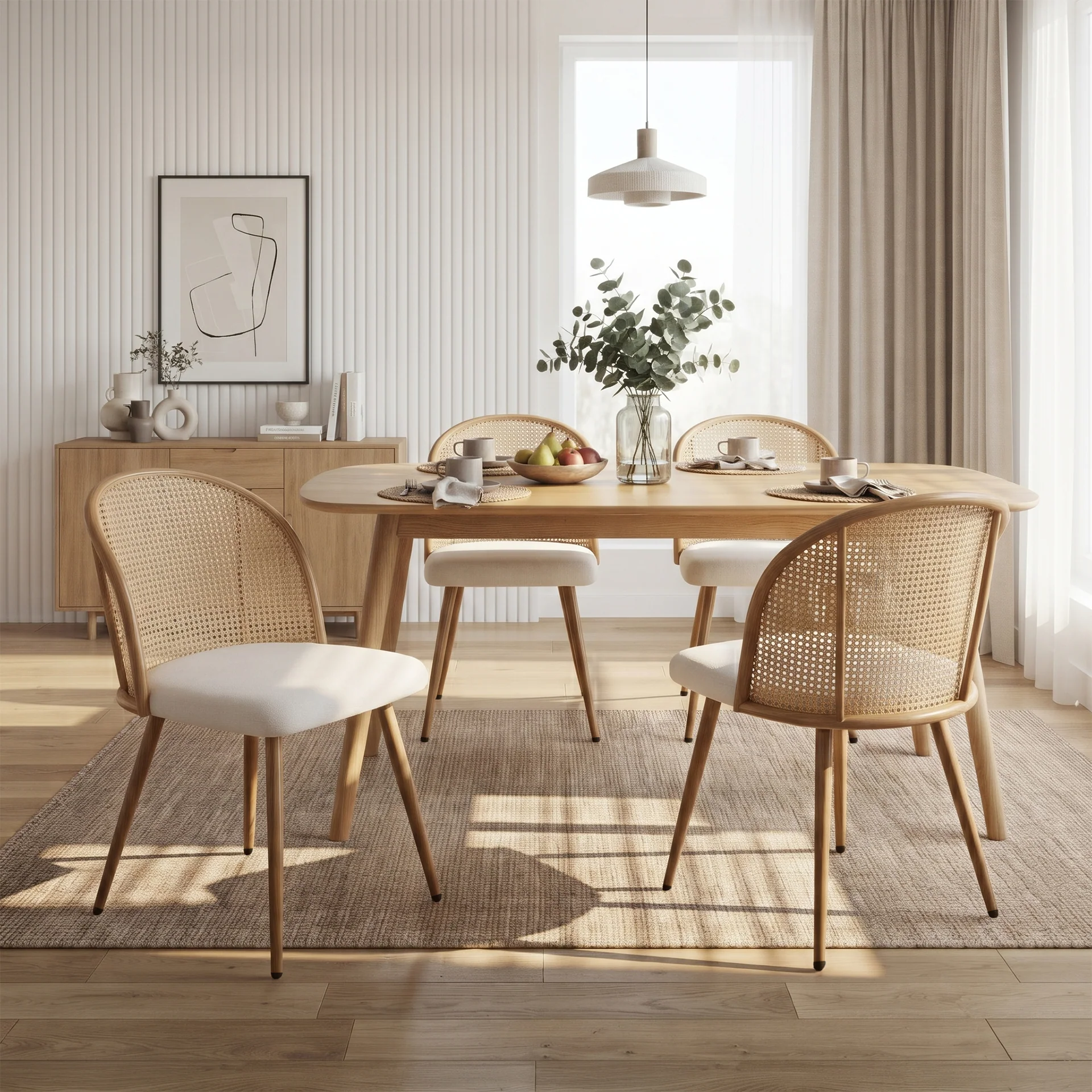 Palm Flannel Dining Chair - Set Of 4 - Beige - Image 4
