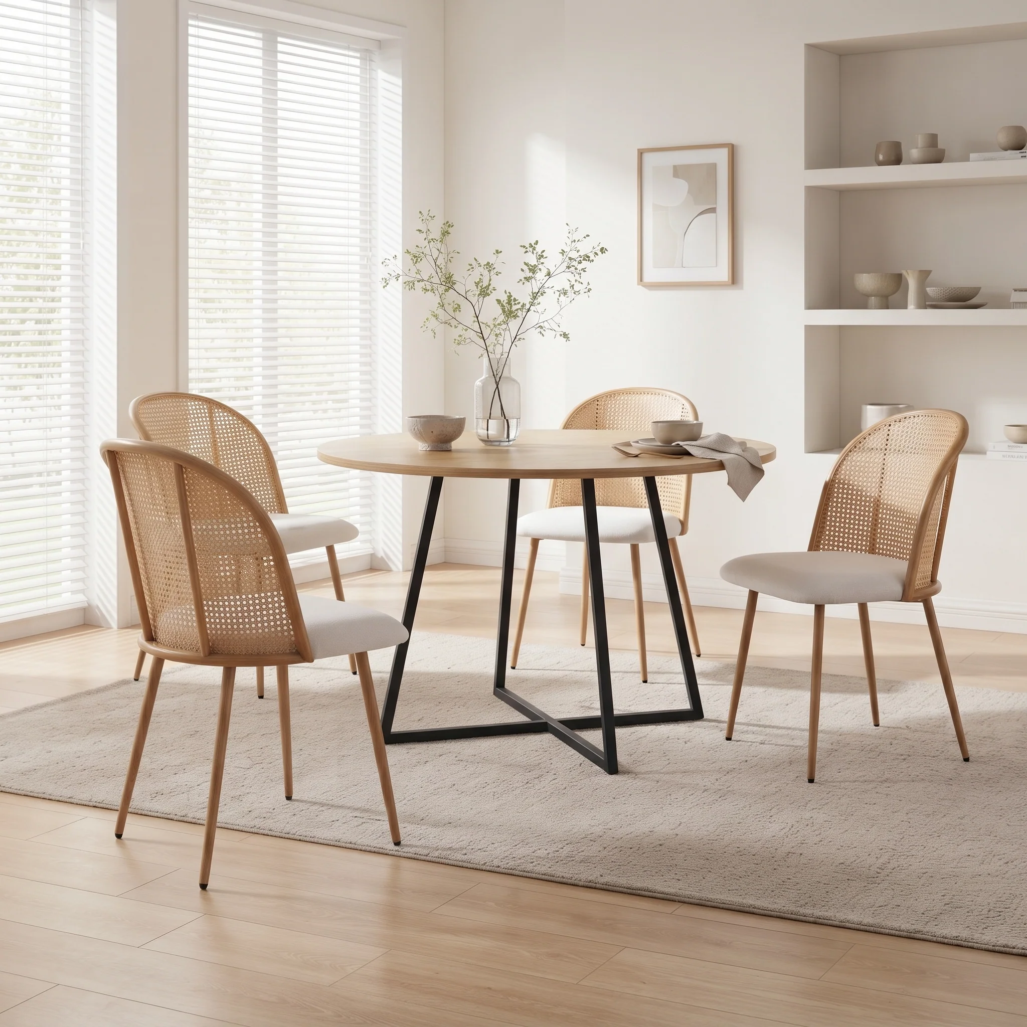 Palm Flannel Dining Chair - Set Of 4 - Beige - Image 5