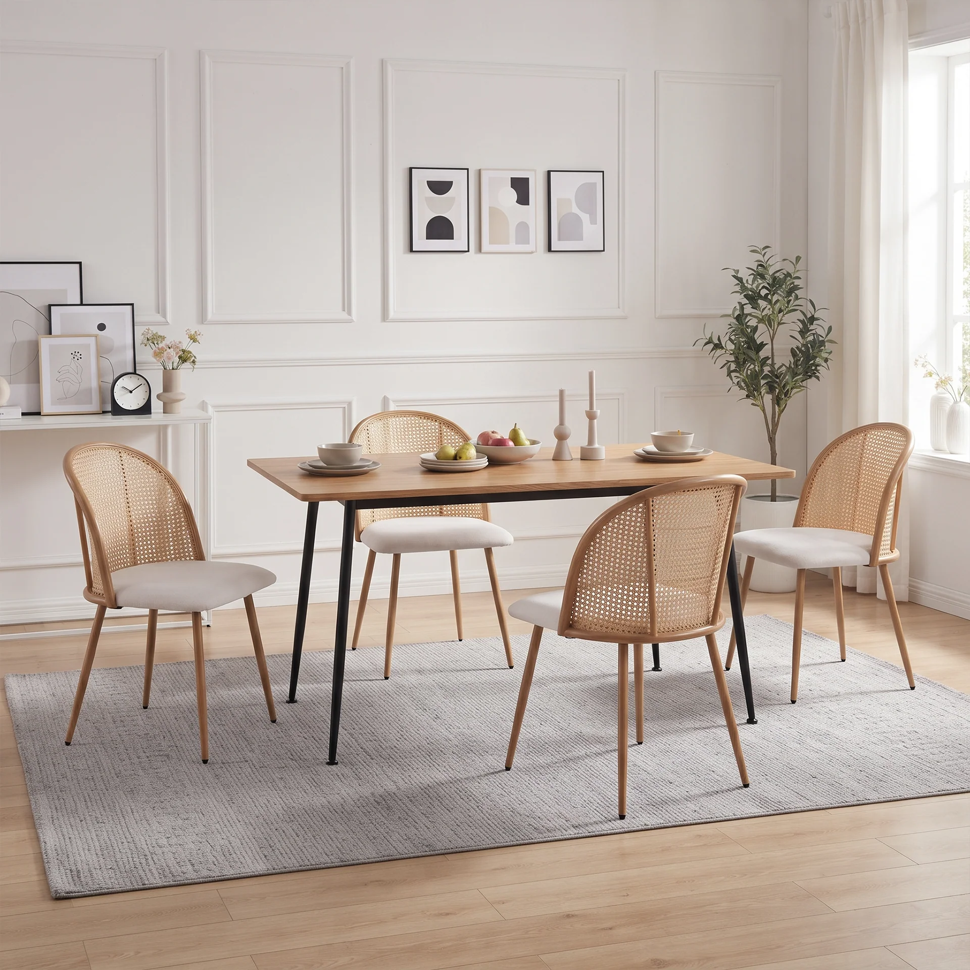 Palm Flannel Dining Chair - Set Of 4 - Beige - Image 6