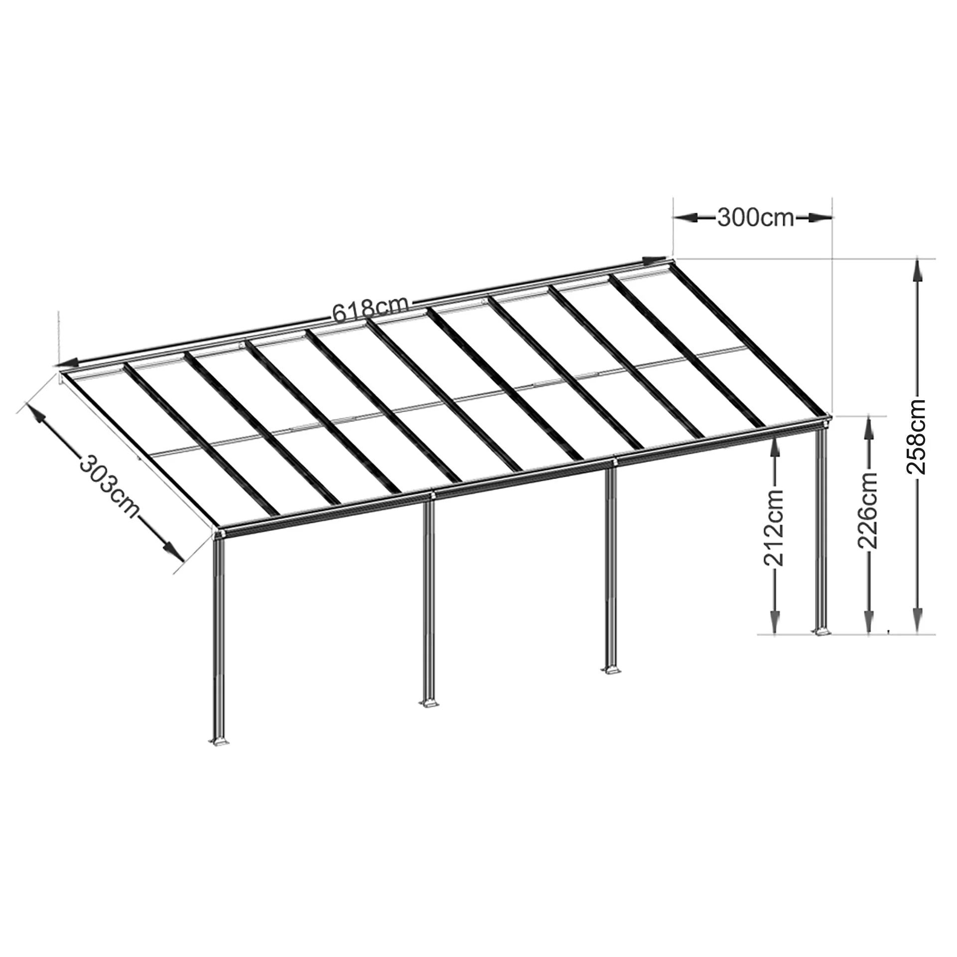 Patio Canopy 20' x 10' ft - 6.18 x 3.03 x 2.58M - Charcoal Grey - Image 12