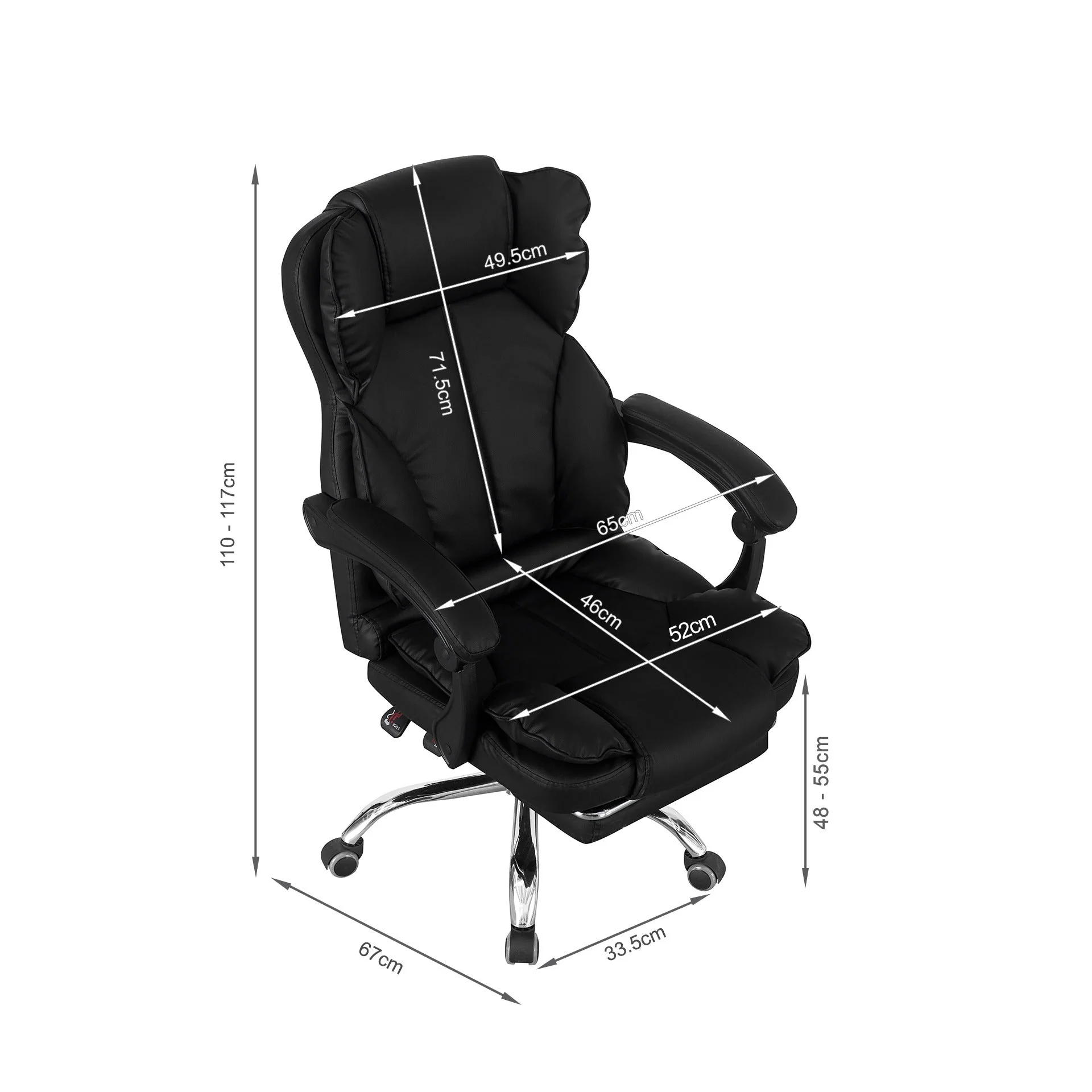 Paxton Office Chair with Footrest - Black - Image 16