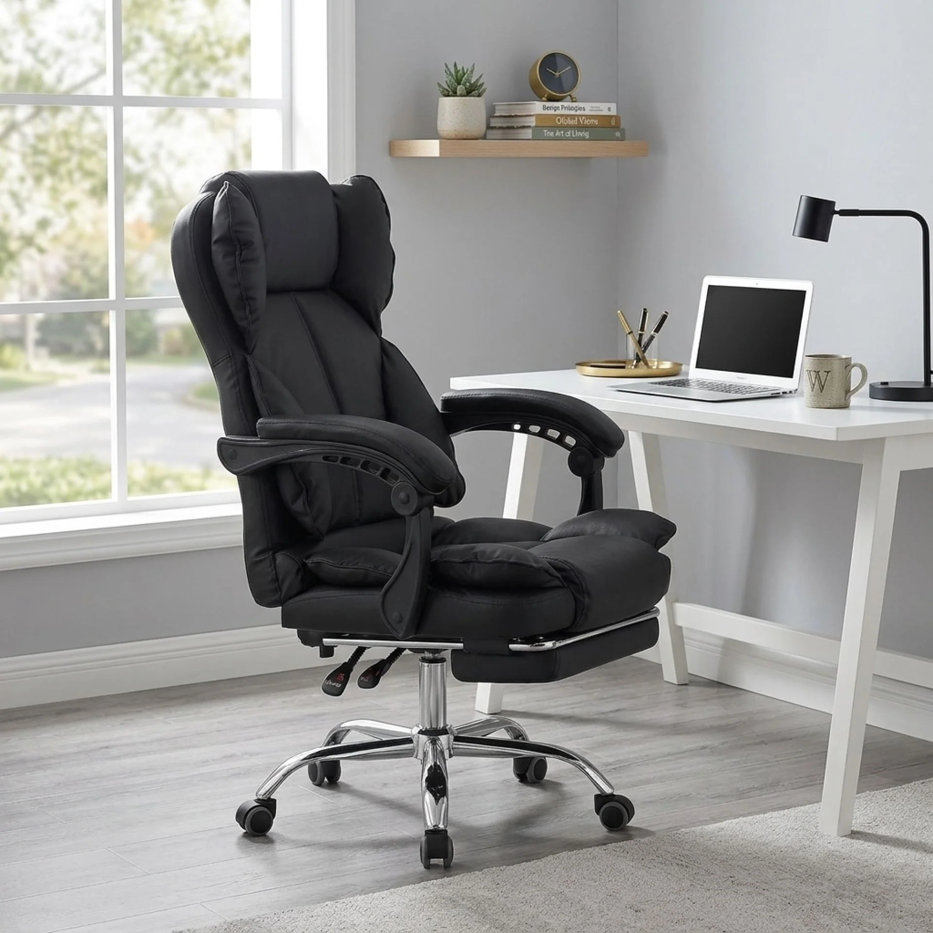 Paxton Office Chair with Footrest - Black - Image 4