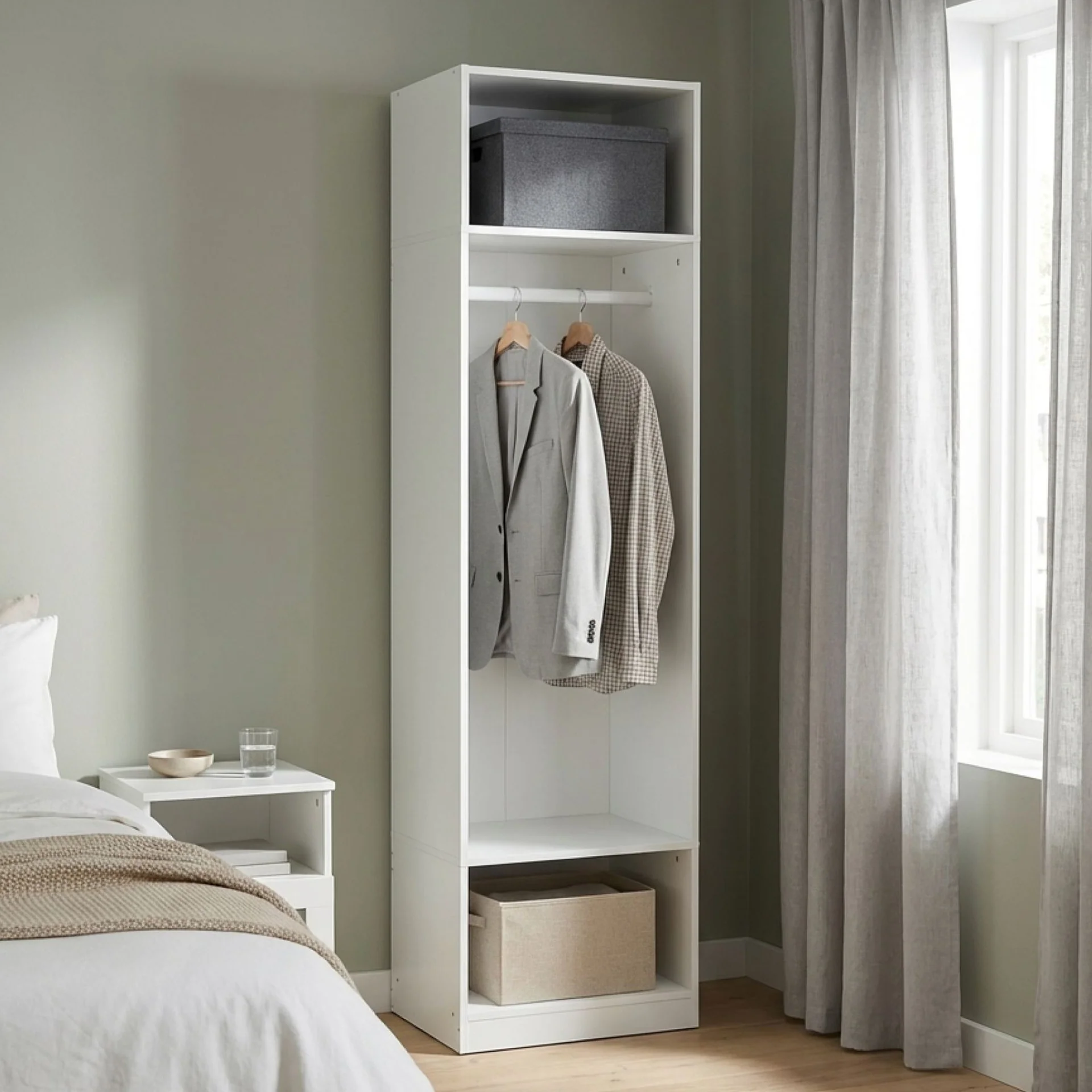 Payette 3 Shelf & Hanging Wardrobe - White