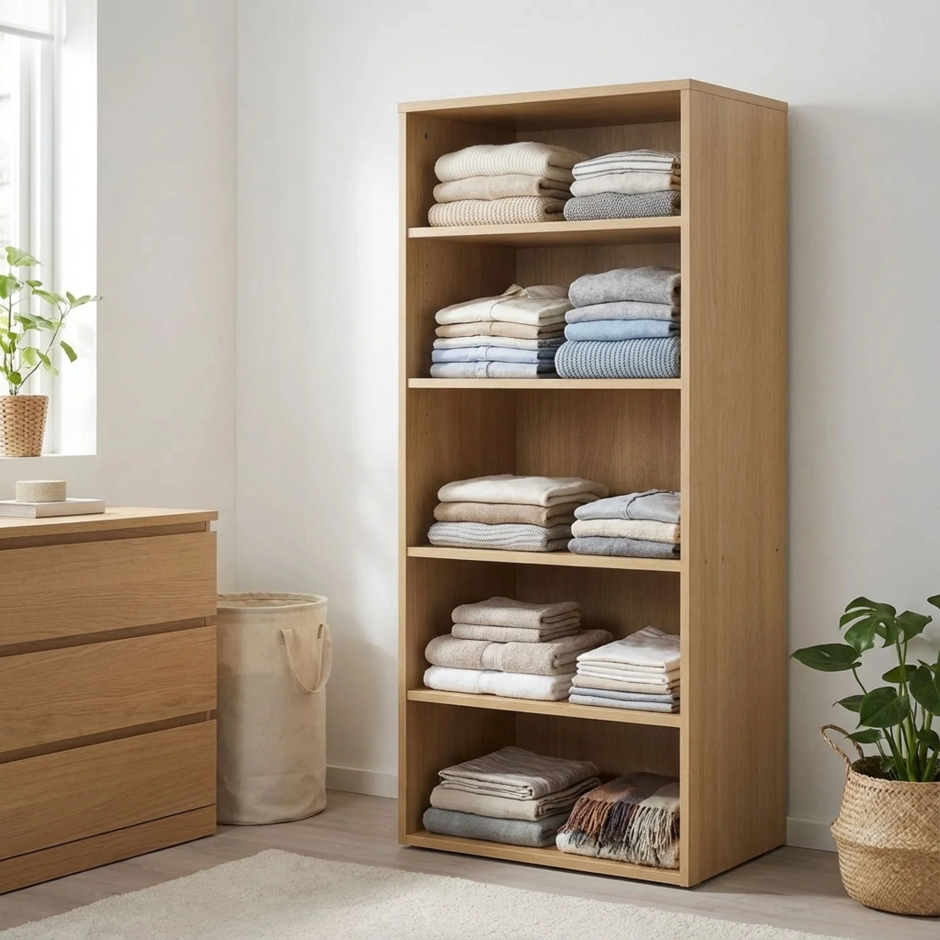Payette 5 Shelf Wardrobe - Oak - Image 3