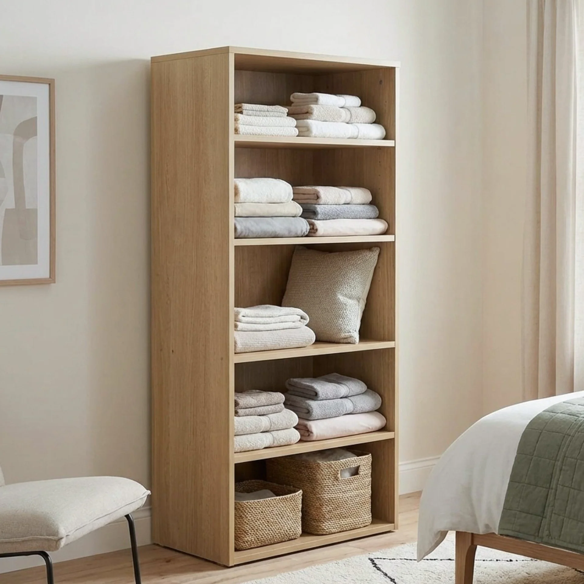Payette 5 Shelf Wardrobe - Oak - Image 4