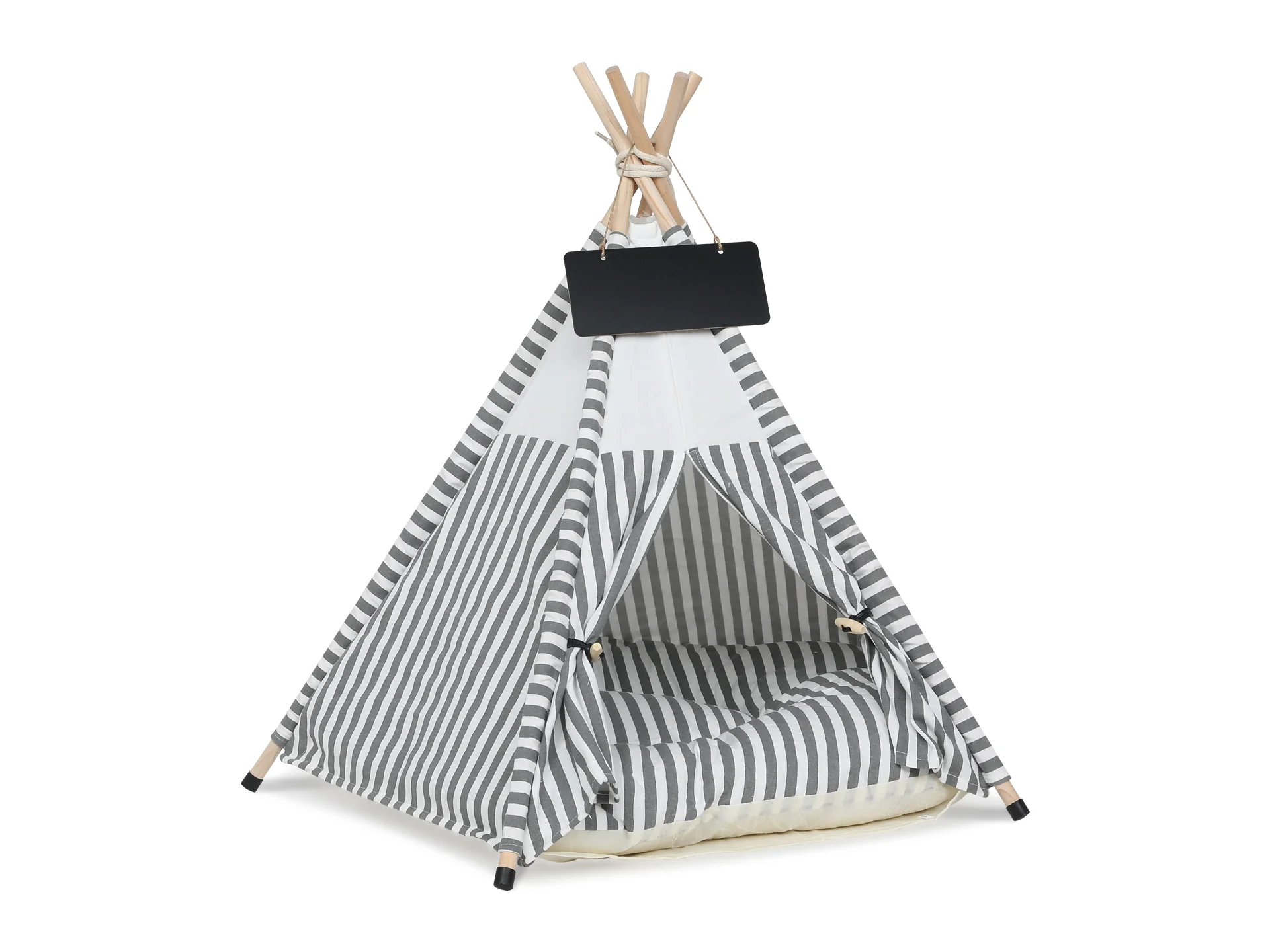Pet Teepee Tent Pet Bed - Stripe Pattern - Image 2
