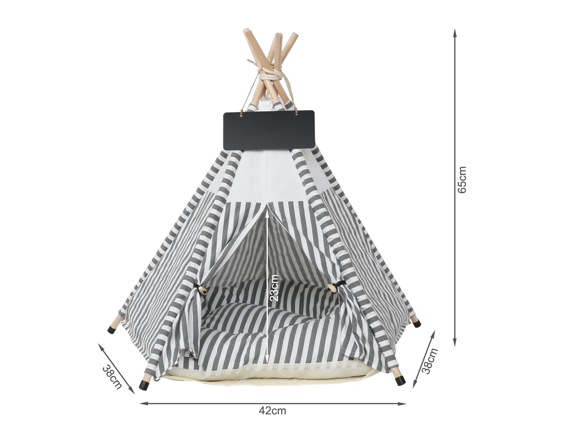 Pet Teepee Tent Pet Bed - Stripe Pattern - Image 9