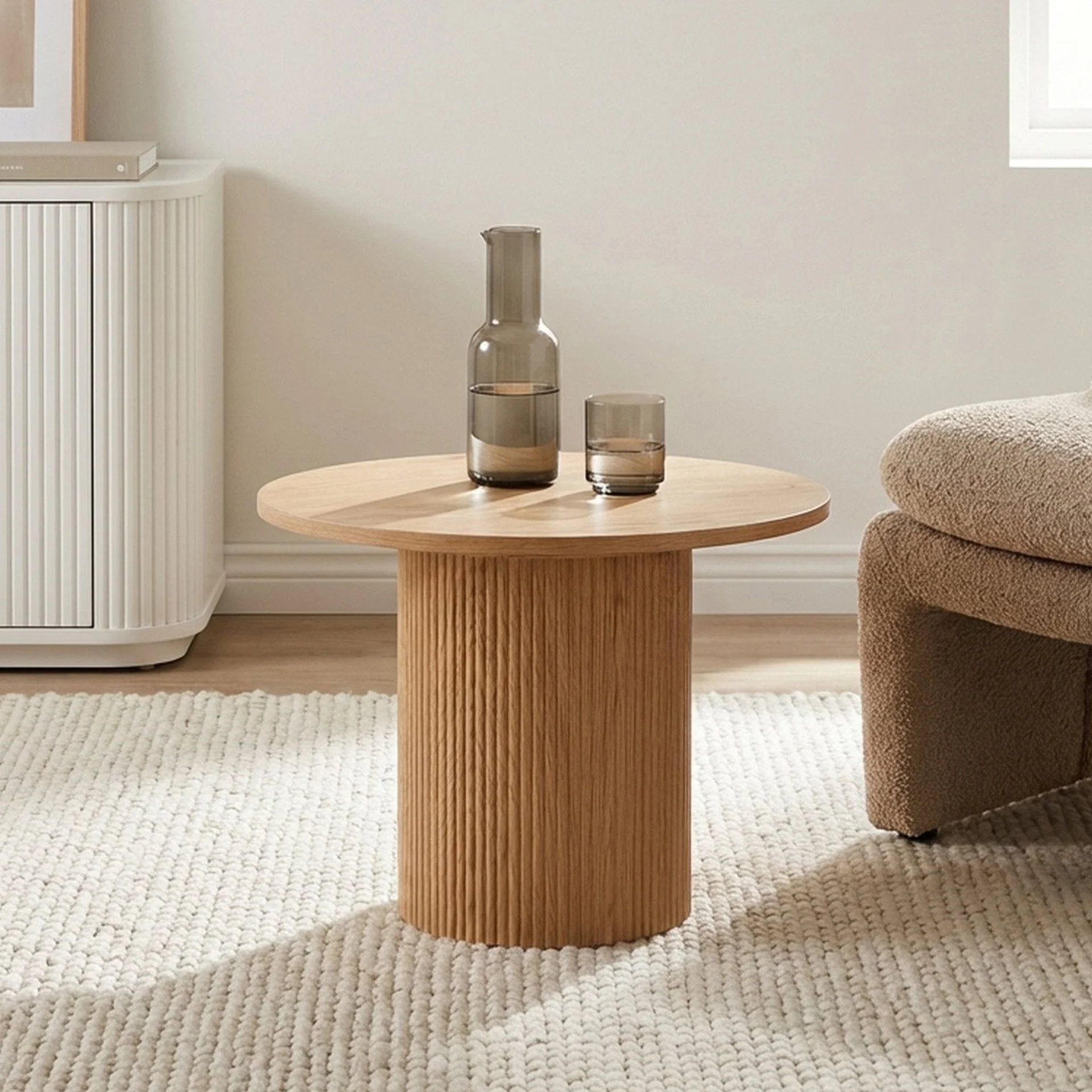 Peyton Round Coffee Table 60cm - Oak - Image 2