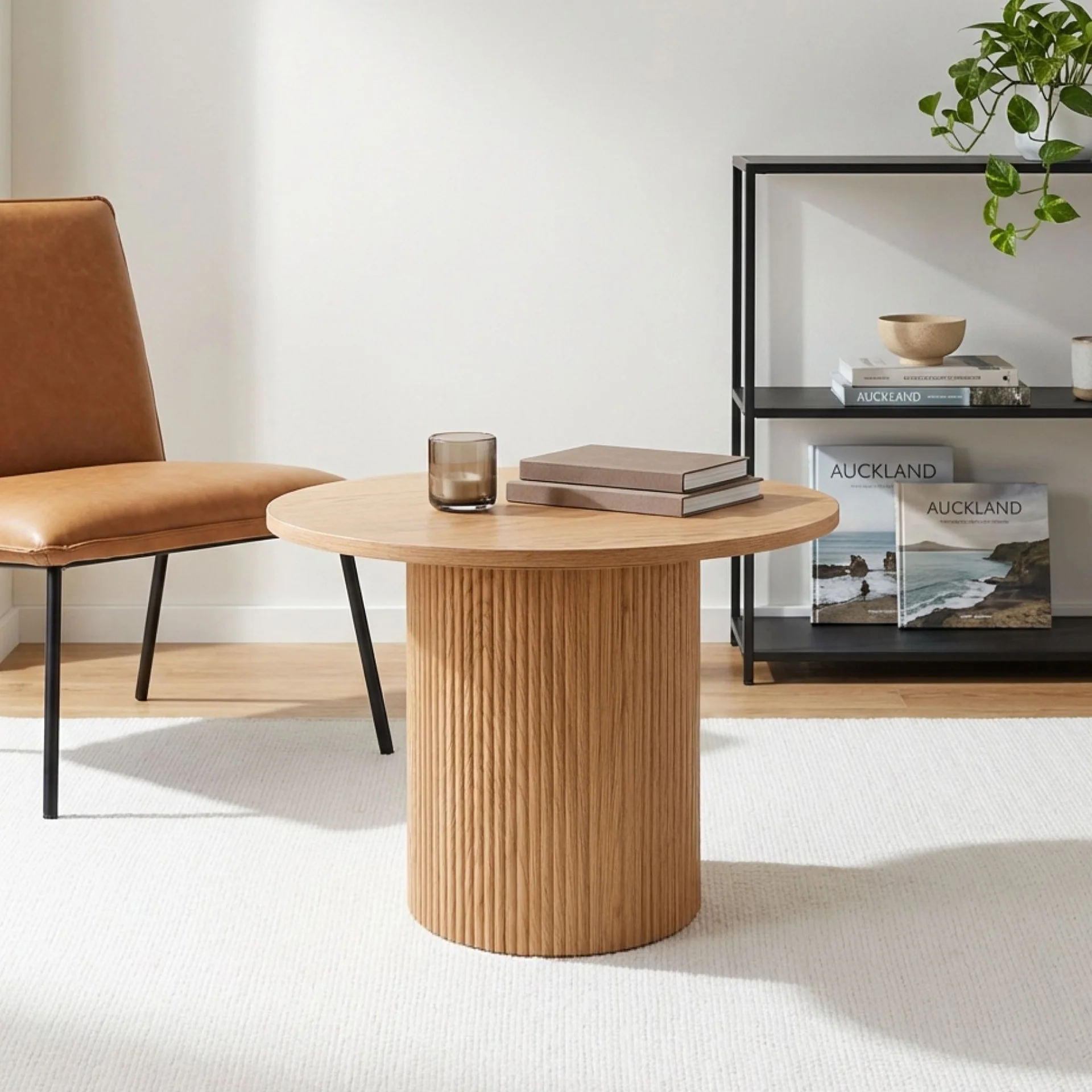 Peyton Round Coffee Table 60cm - Oak - Image 4