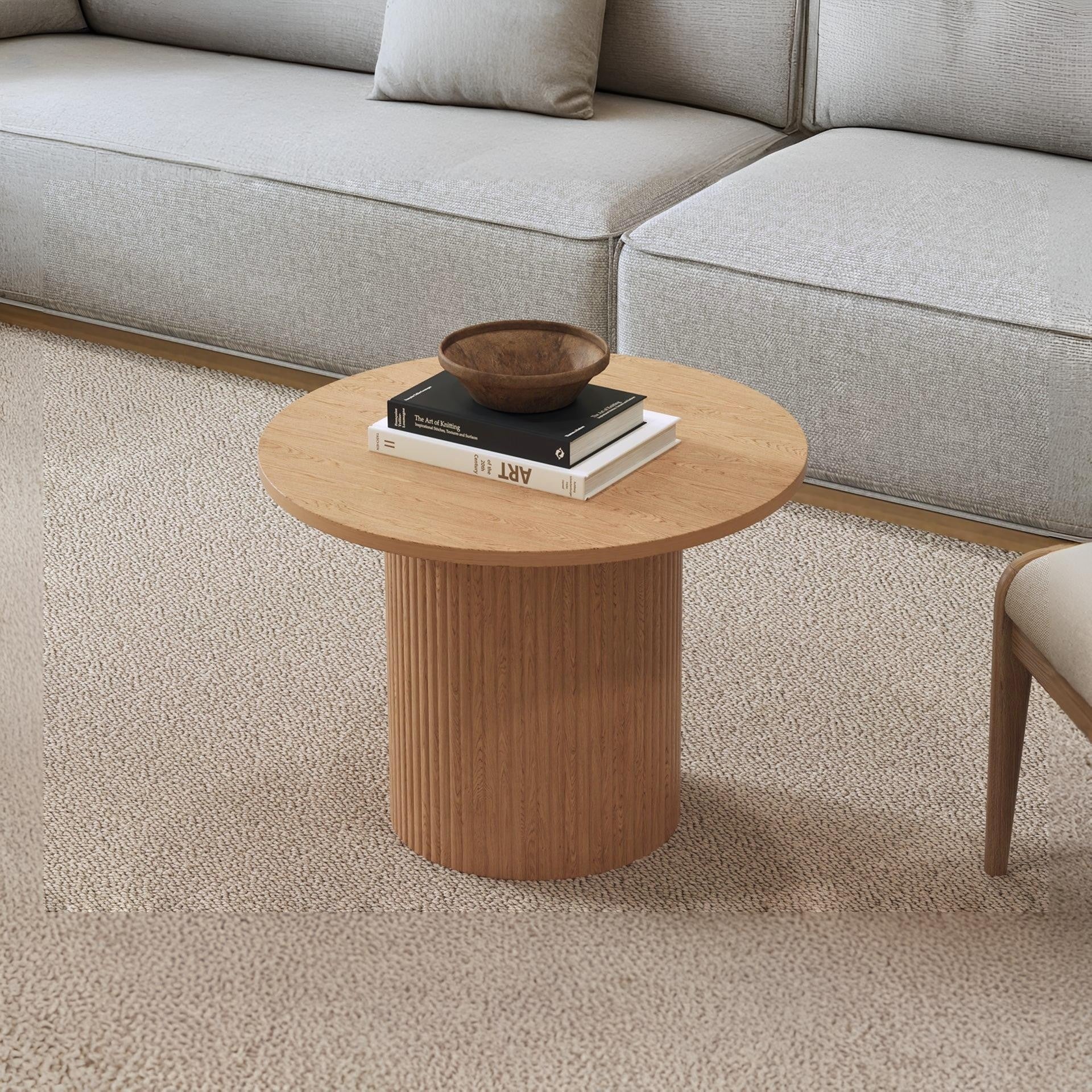 Peyton Round Coffee Table 60cm - Oak - Image 5