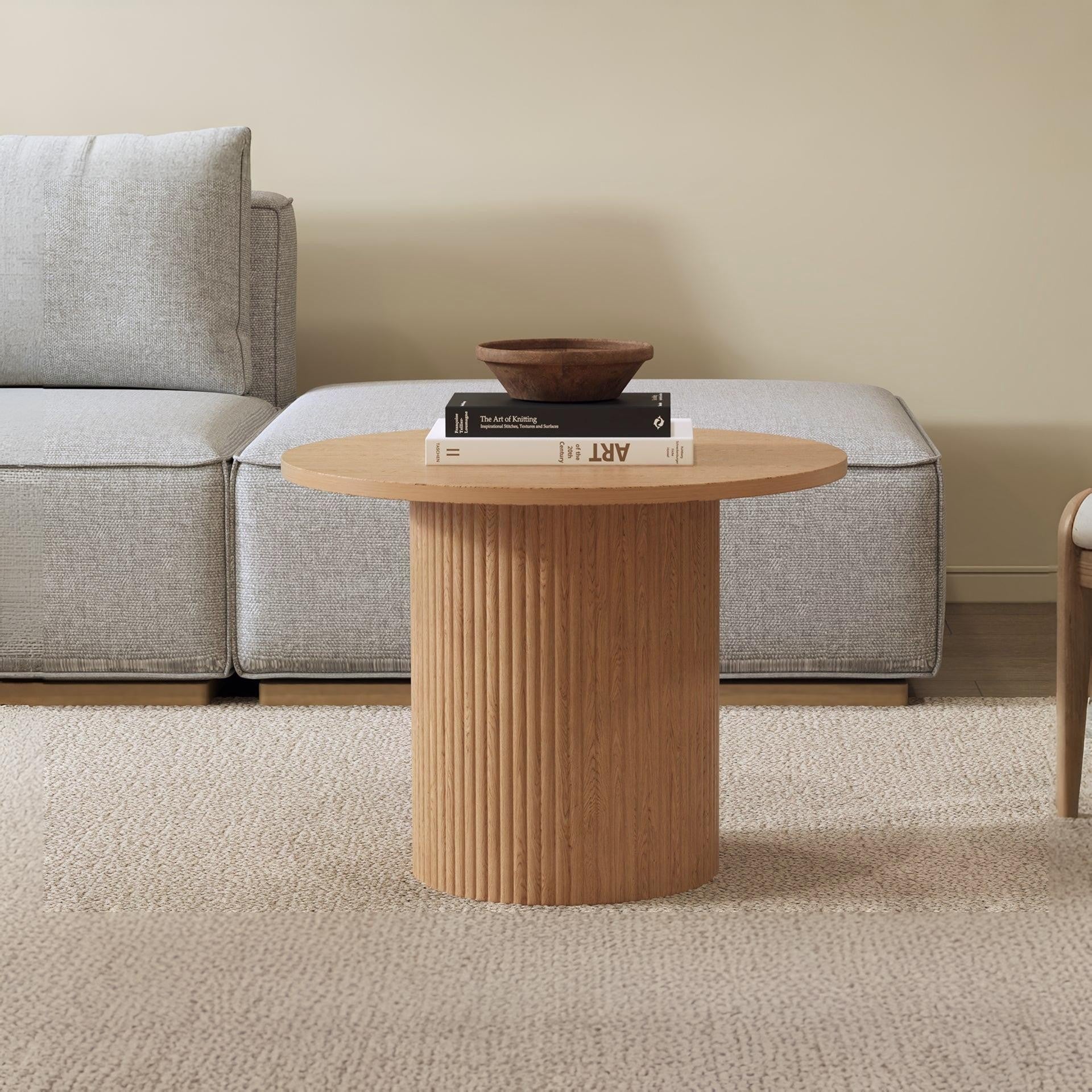 Peyton Round Coffee Table 60cm - Oak - Image 6