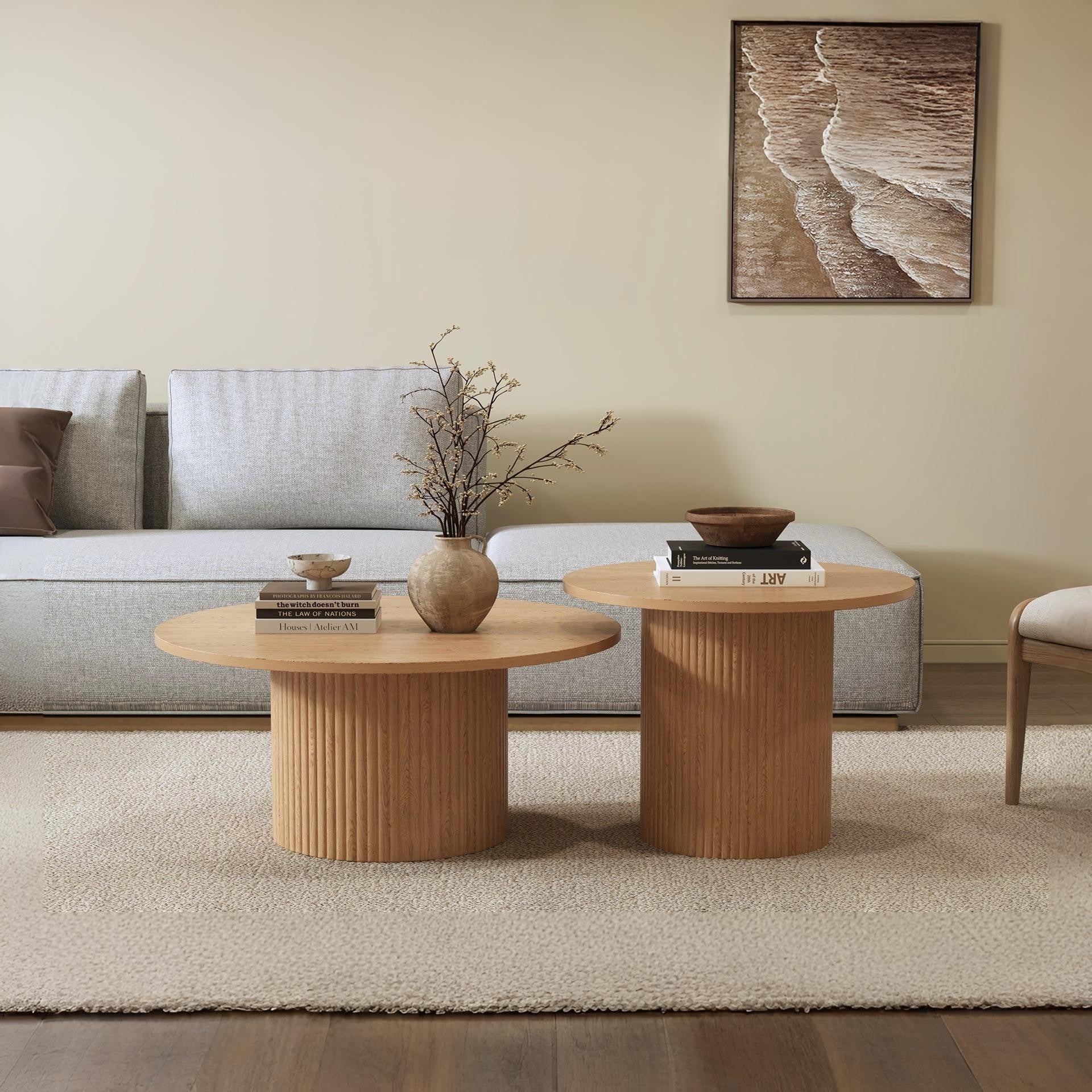 Peyton Round Coffee Table 60cm - Oak - Image 7