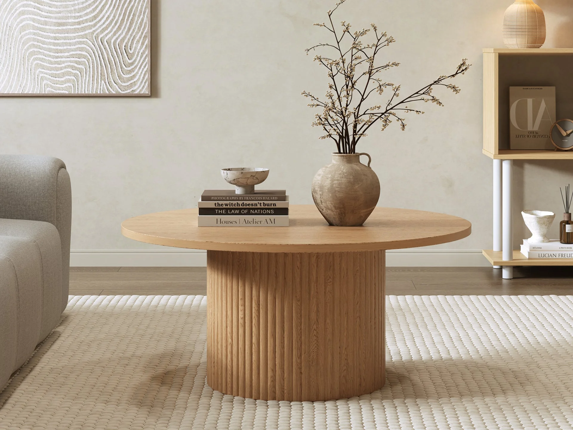 Peyton Round Coffee Table 80cm - Oak - Image 2