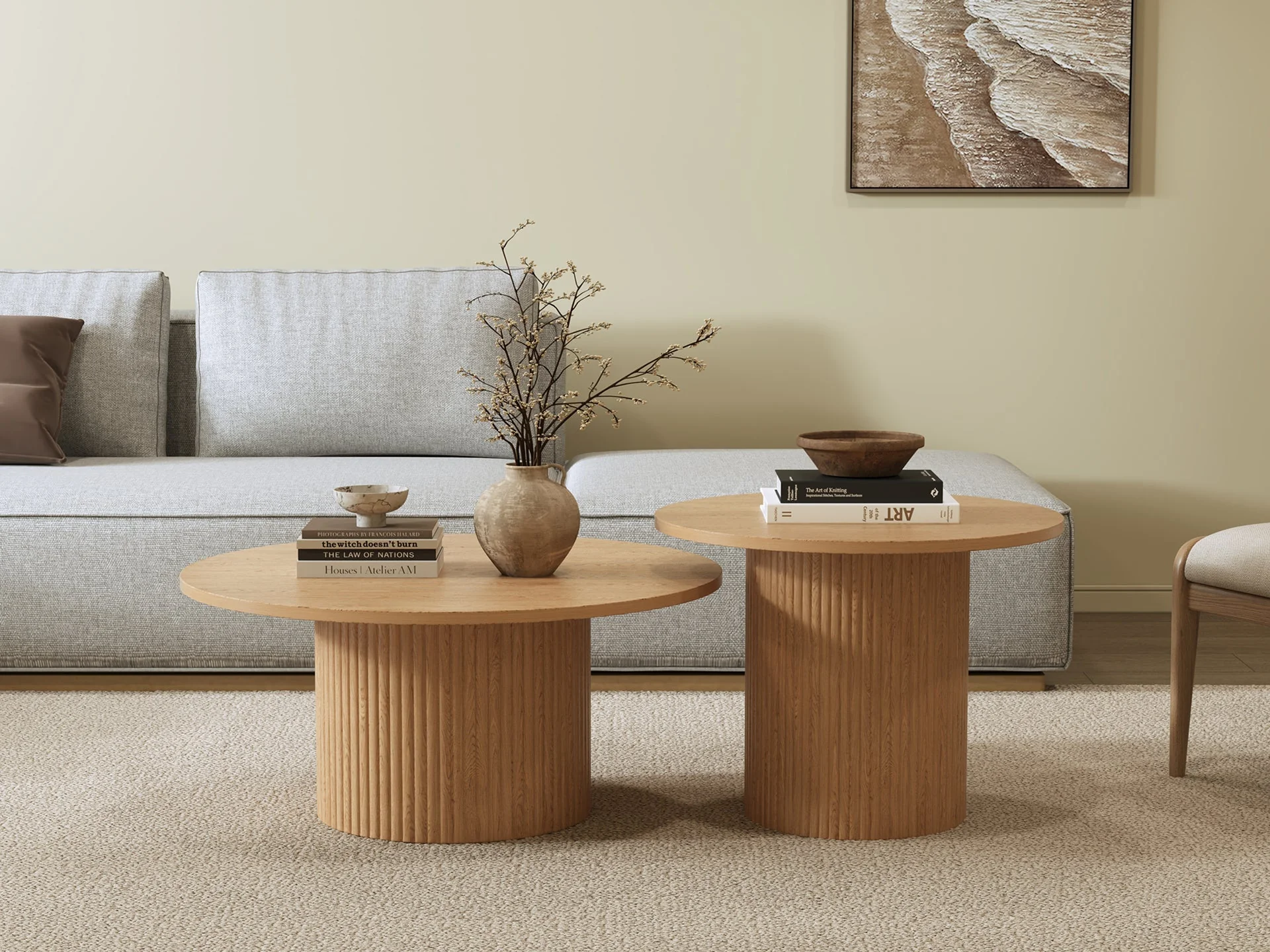 Peyton Round Coffee Table 80cm - Oak - Image 3